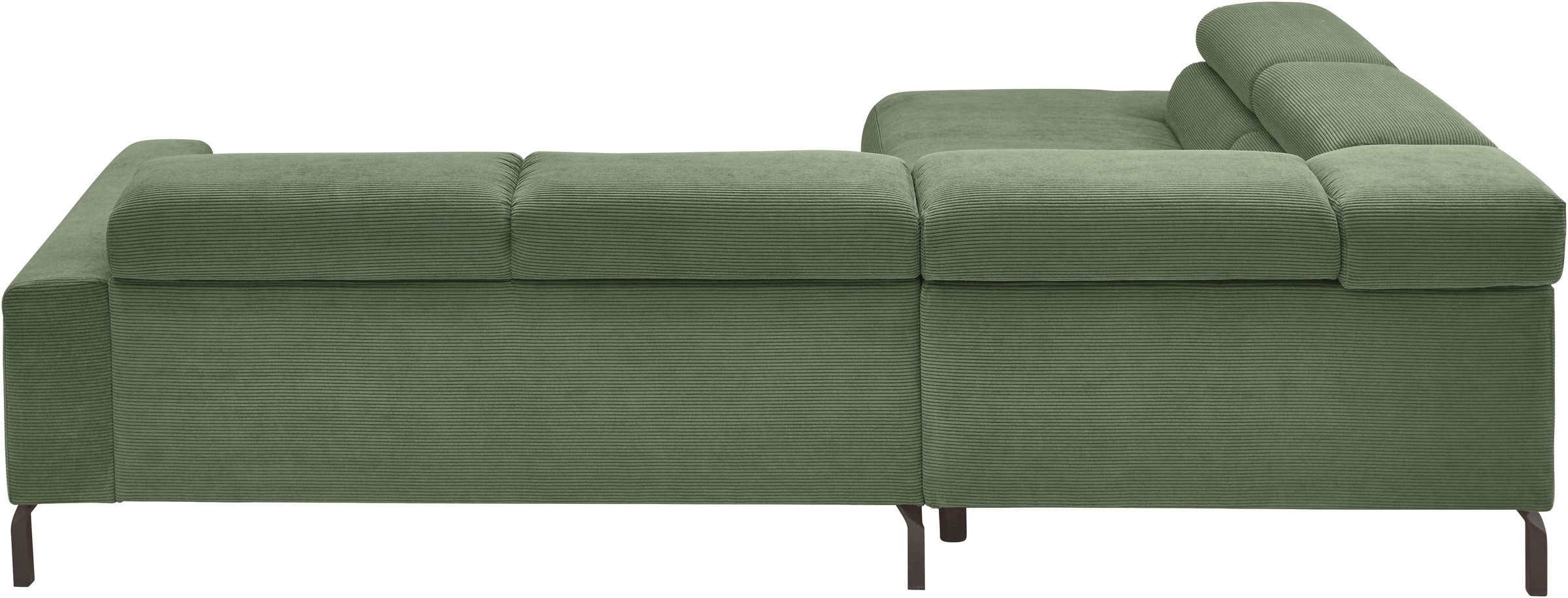 Places of Style Ecksofa »Antonelli, L-Form, inkl. Kopfteilverstellung, Breite 276 cm«, mit elektrischer Sitztiefenverstellung, in Feincord, oliv