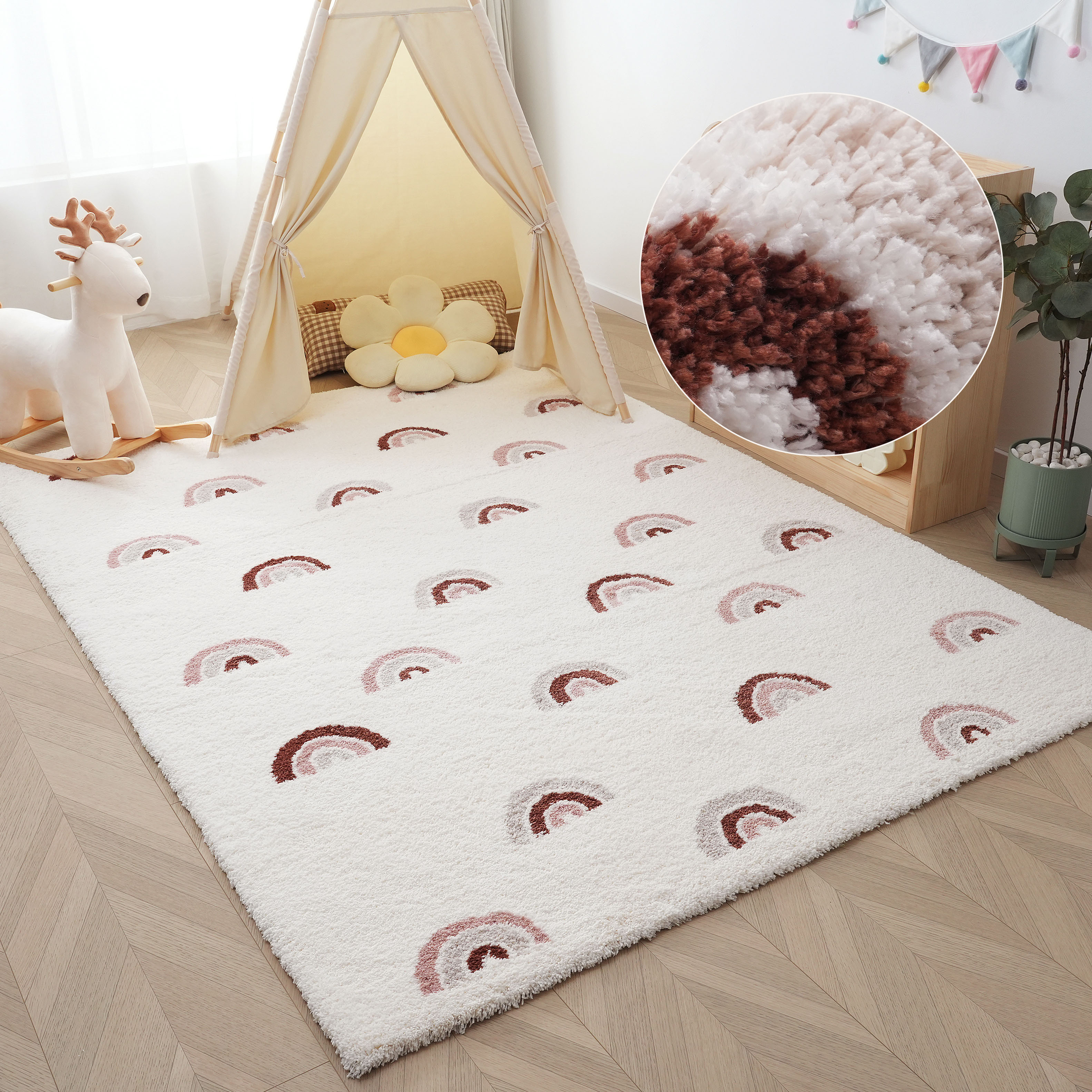 OTTO home Kinderteppich "Regenbogen" rechteckig 20 mm Höhe weich, Pastell-Farben, modernes Design, Kinderzimmer