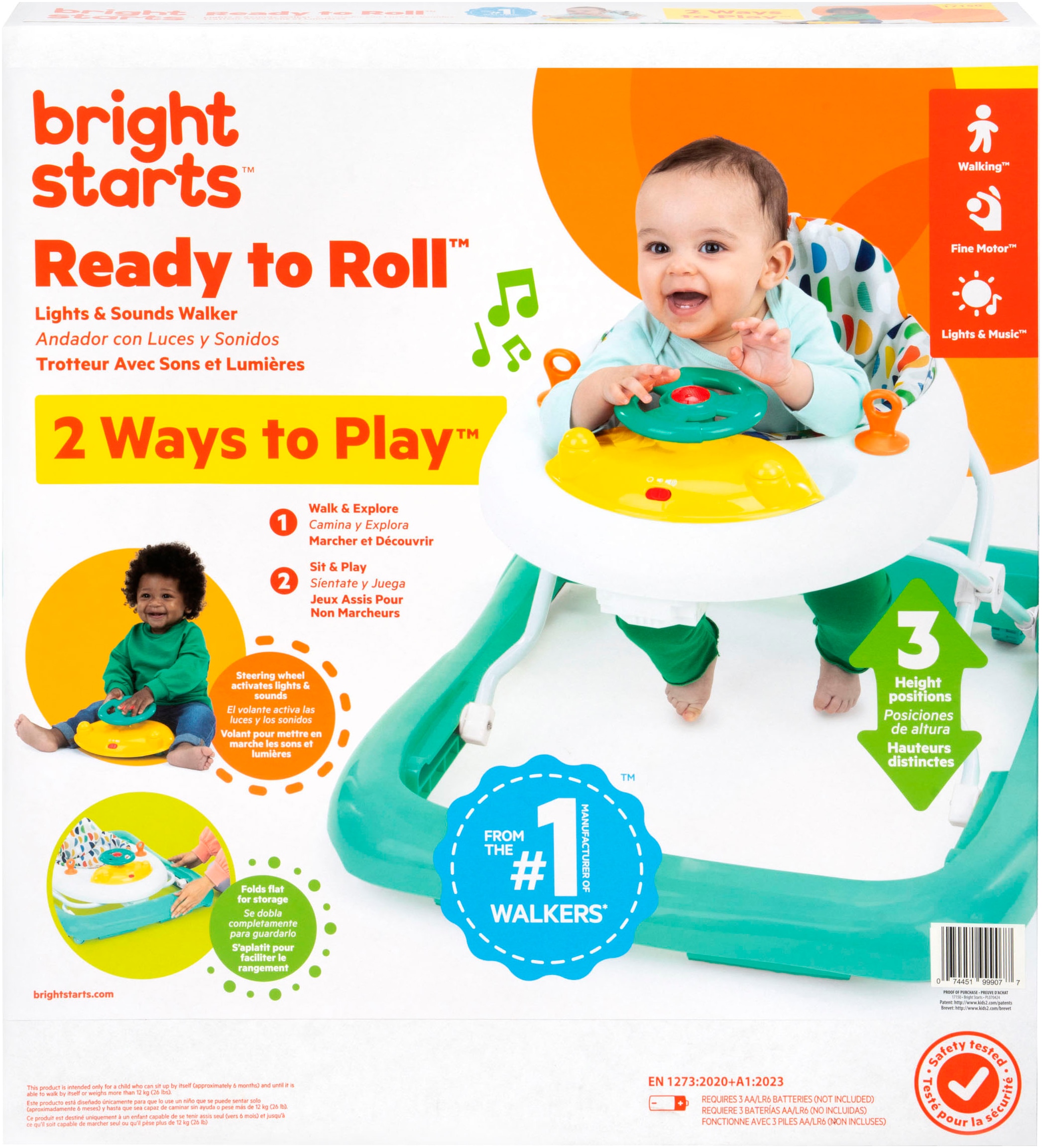 Bright Starts Lauflernhilfe »Ready to Roll Lights & Sounds Walker«, mit Licht- und Soundeffekt