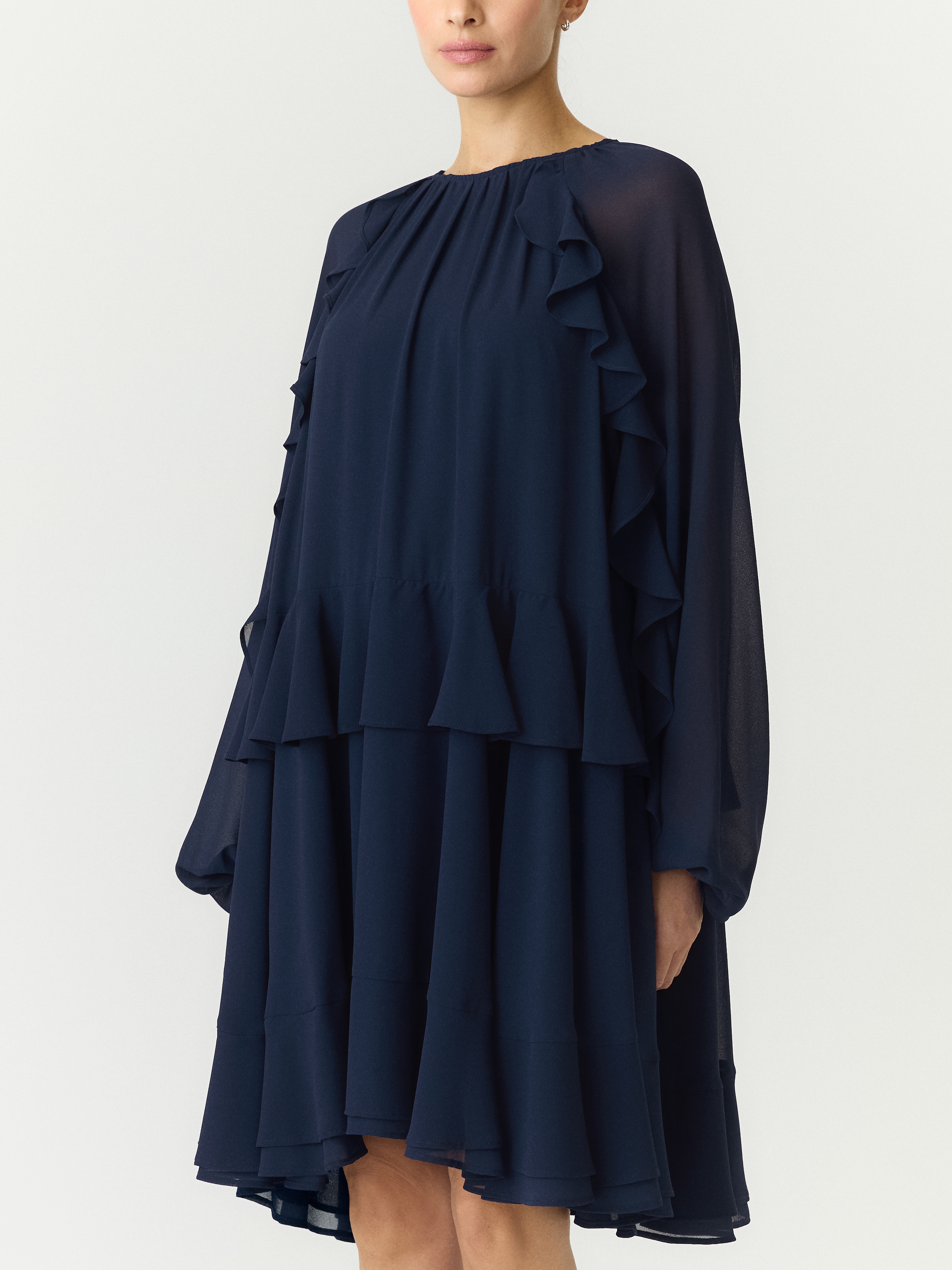 Y.A.S Chiffonkleid "YASMILVA LS DRESS S. NOOS" Kunstfaser, regular fit