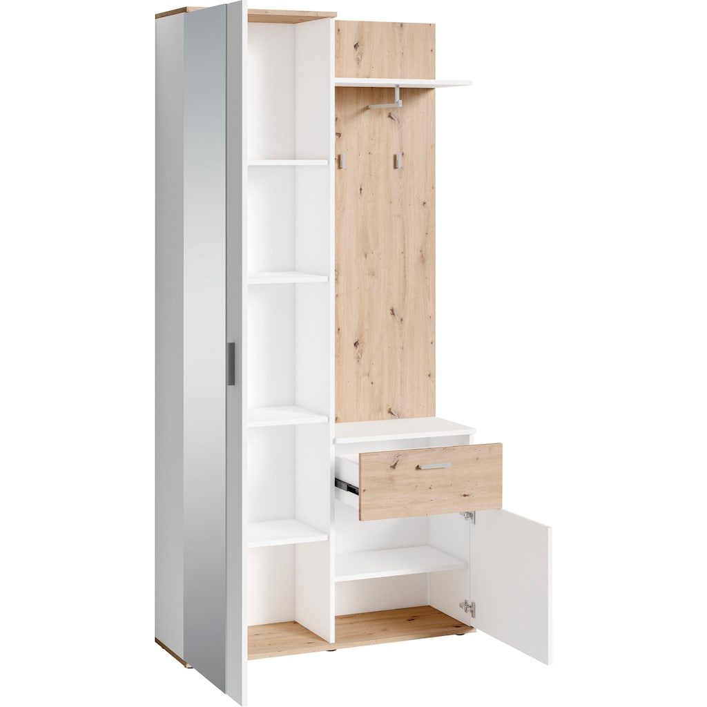 byLIVING Kompaktgarderobe »Jakob«, mit großem Spiegel und Ablage, Breite 97 cm