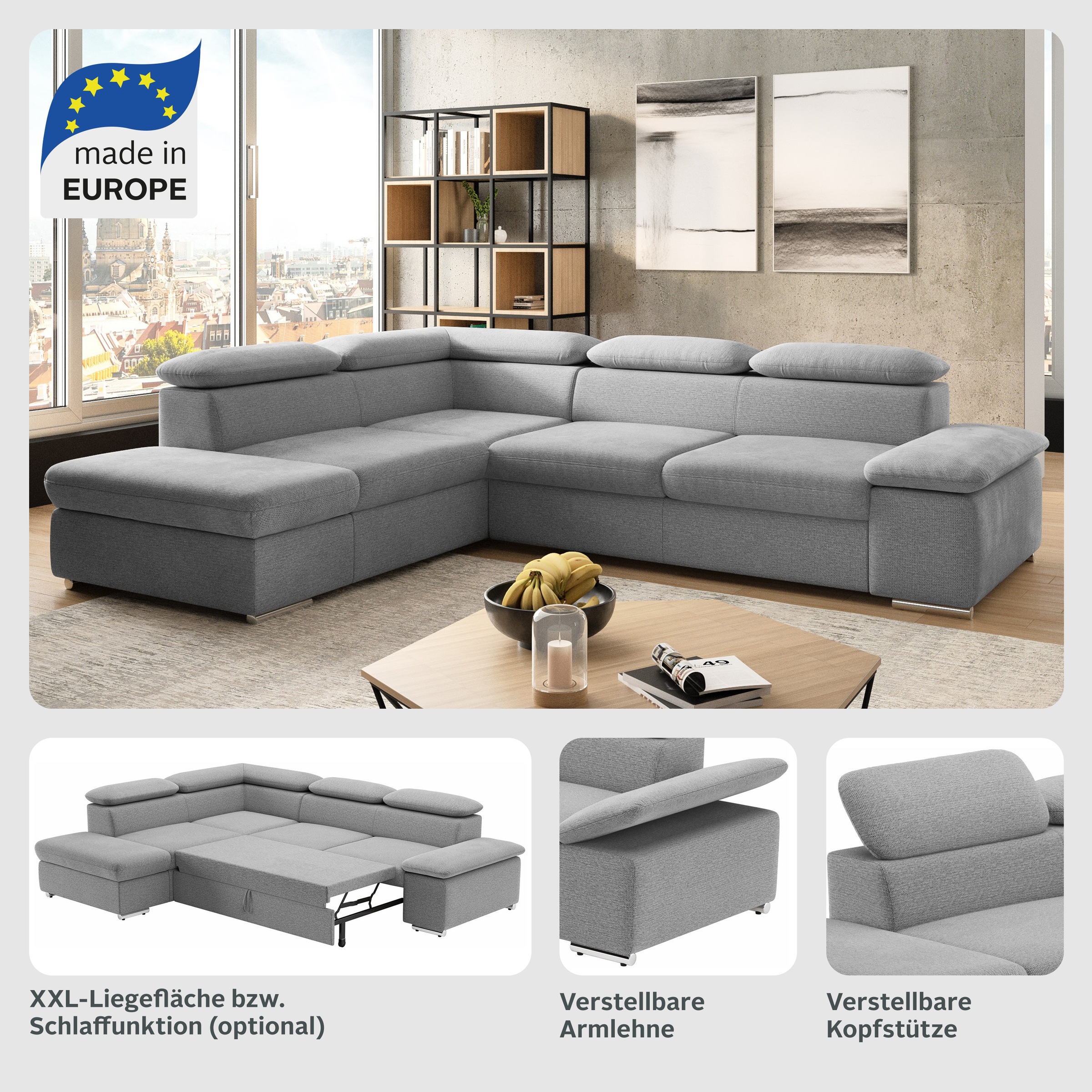 sit&more Ecksofa "Valentine, L-Form, Armteil- & Kopfteilverstellung", optio günstig online kaufen