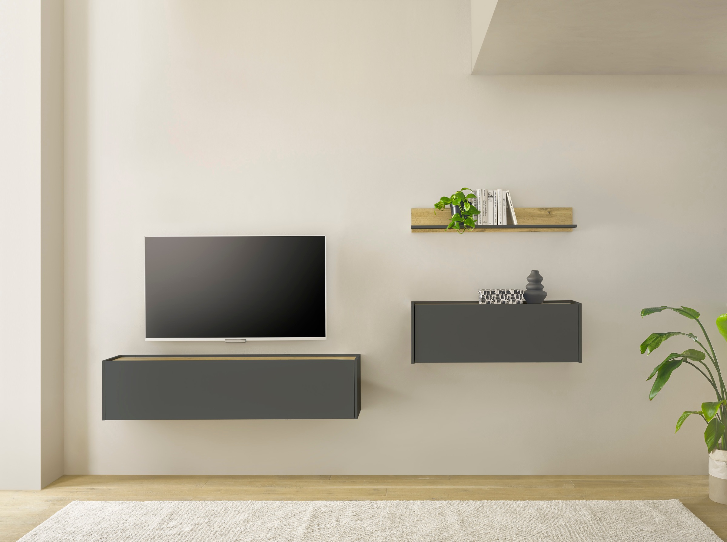 Büromöbel-Set HOME AFFAIRE, H:170cm T:30cm, grau, Holzwerkstoff, Arbeitsmöbel-Sets, "CiTY/GiRON", Home Office