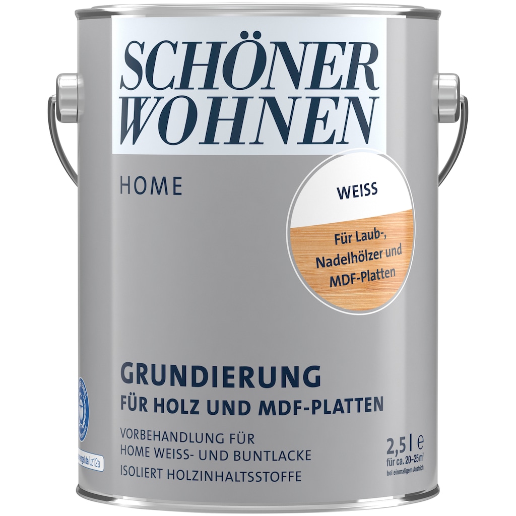 SCHÖNER WOHNEN FARBE Isoliergrundierung »HOME GRUNDIERUNG«, 2,5 Liter, weiß, wasserbasierte Grundierung für Holz & MDF-Platten