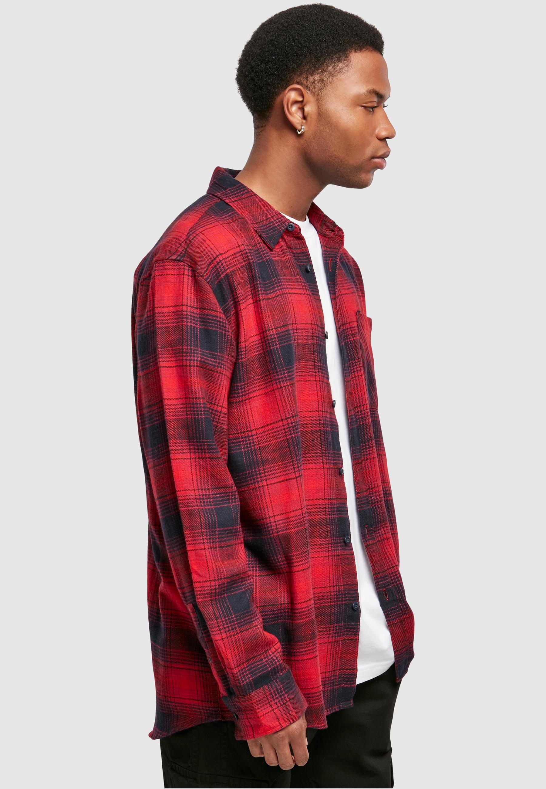 URBAN CLASSICS Langarm-Poloshirt »Urban Classics Herren Oversized Checked Grunge Shirt«, (1 tlg.)
