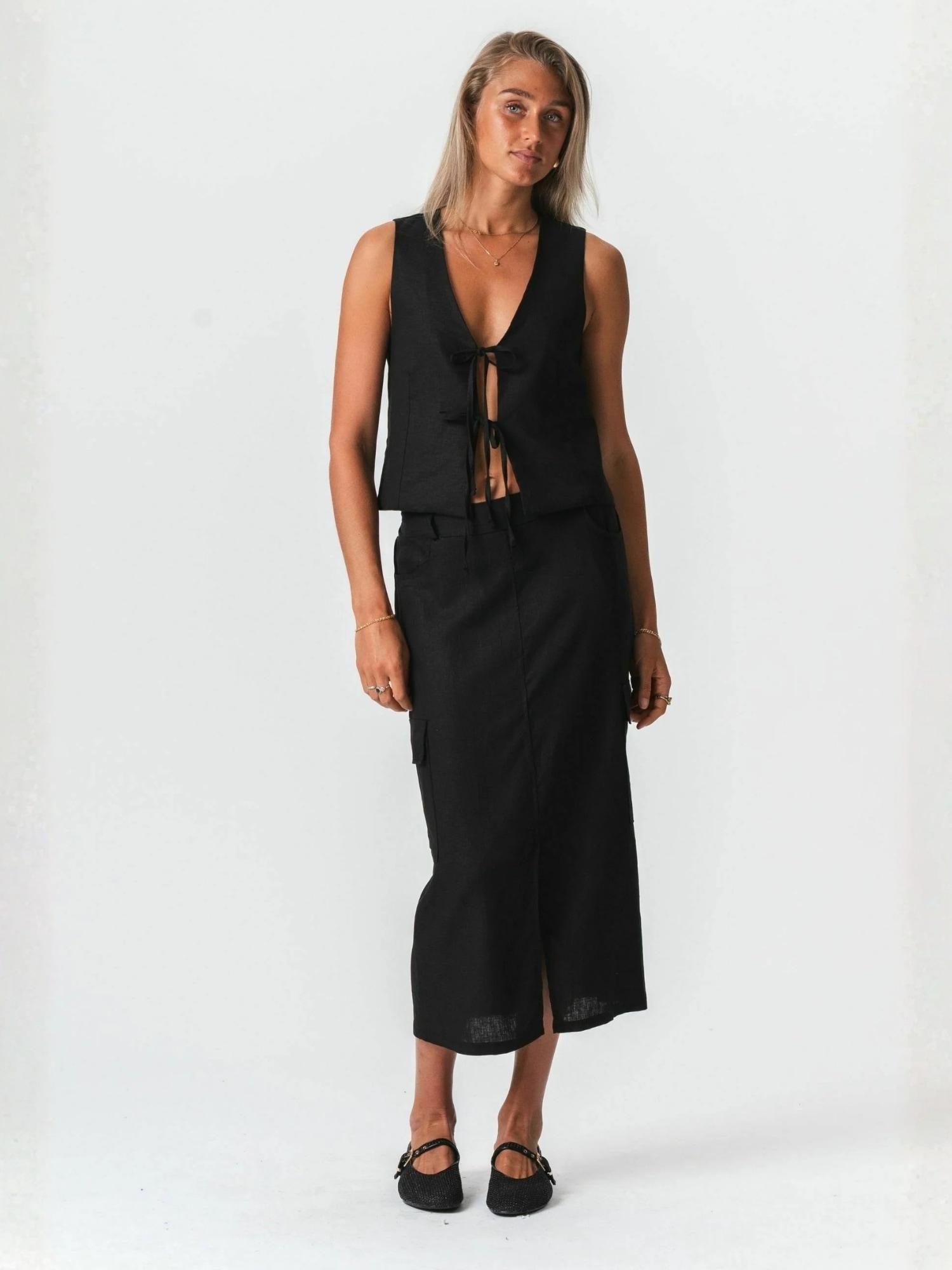 TeeShoppen Midirock »TEESHOPPEN Skirt Hør«
