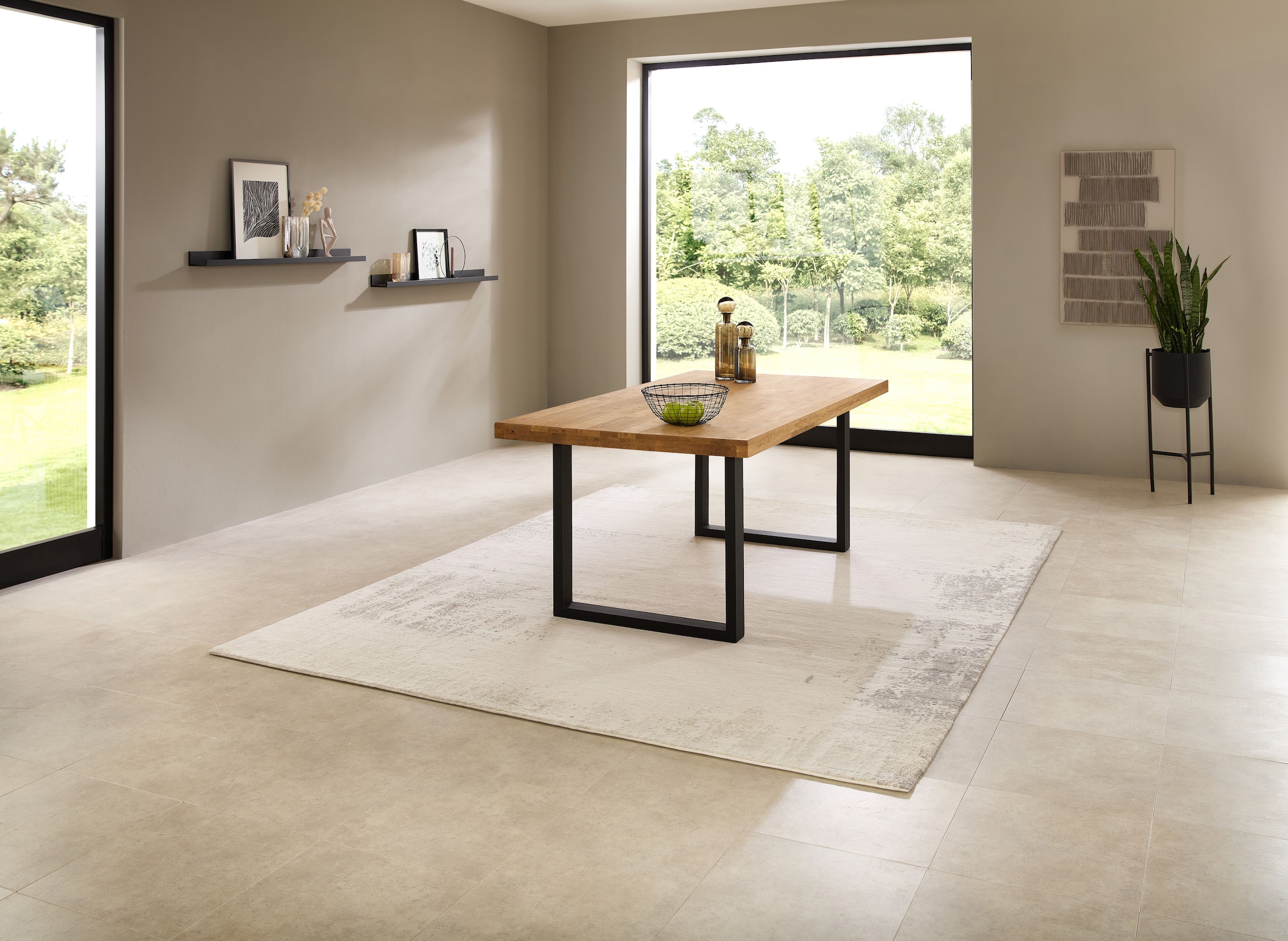 Stolkom Esstisch »Chris Esszimmertisch Eiche Massivholz, BxHxT 110x47x70 cm«, Gerade Kante, Industrial Style Eiche Massivholz