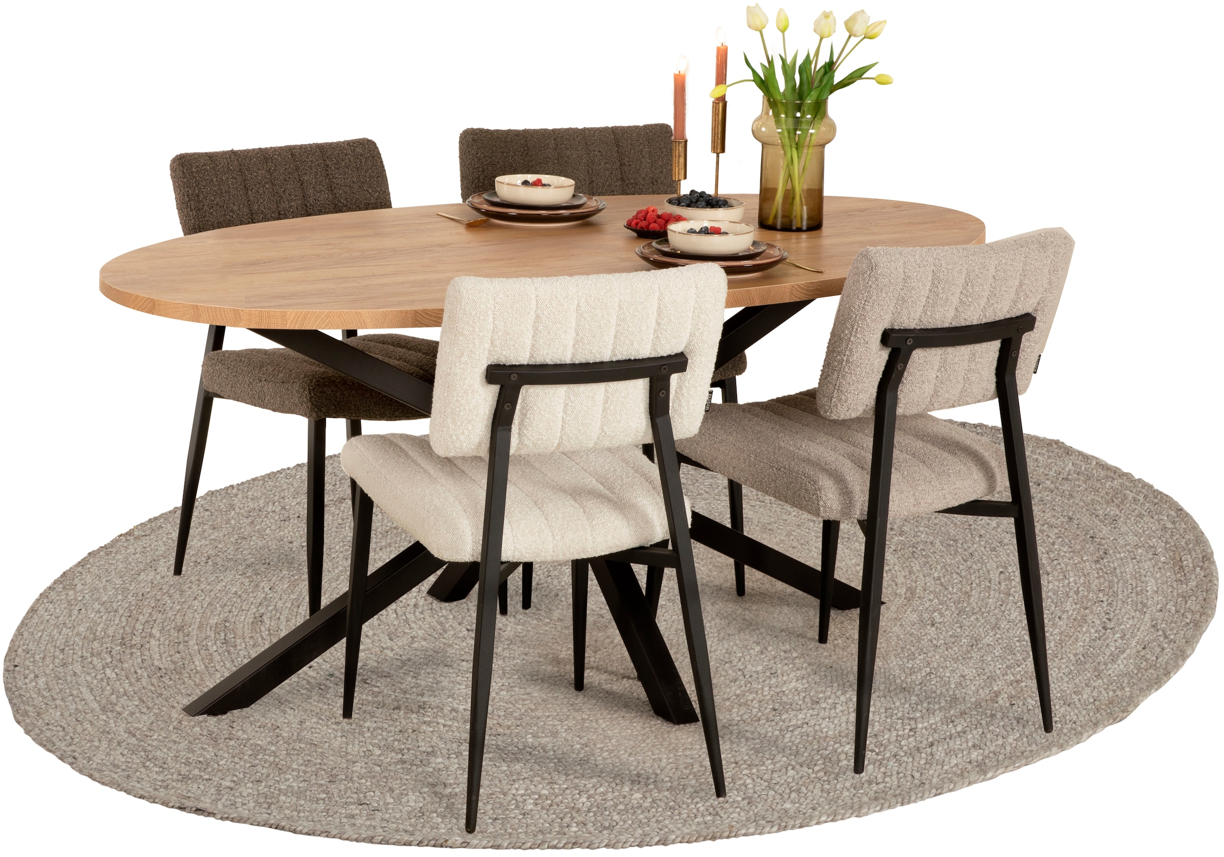 OMG Design Esszimmerstuhl »Dirk«, (Set), 2 St., Stoff, moderner Boucle Bezug, bequem gepolstert