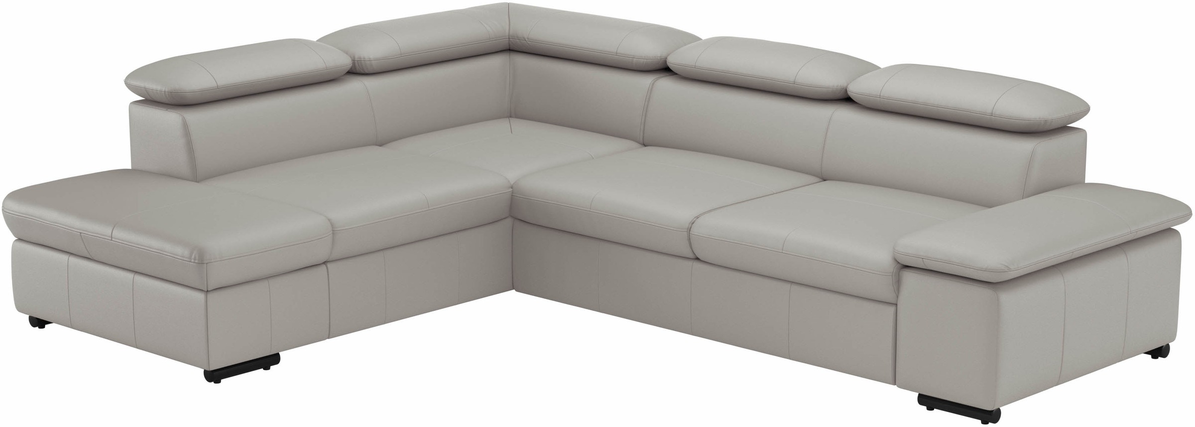 Ecksofa SIT & MORE "Alcudia L-Form", grau (light grau), B:272cm H:73cm T:226cm, NaturLEDER;Spannstoff, Sofas, Ecksofa, mit Armteilverstellung, optional Kopfteilverstellung und Bettfunktion 8