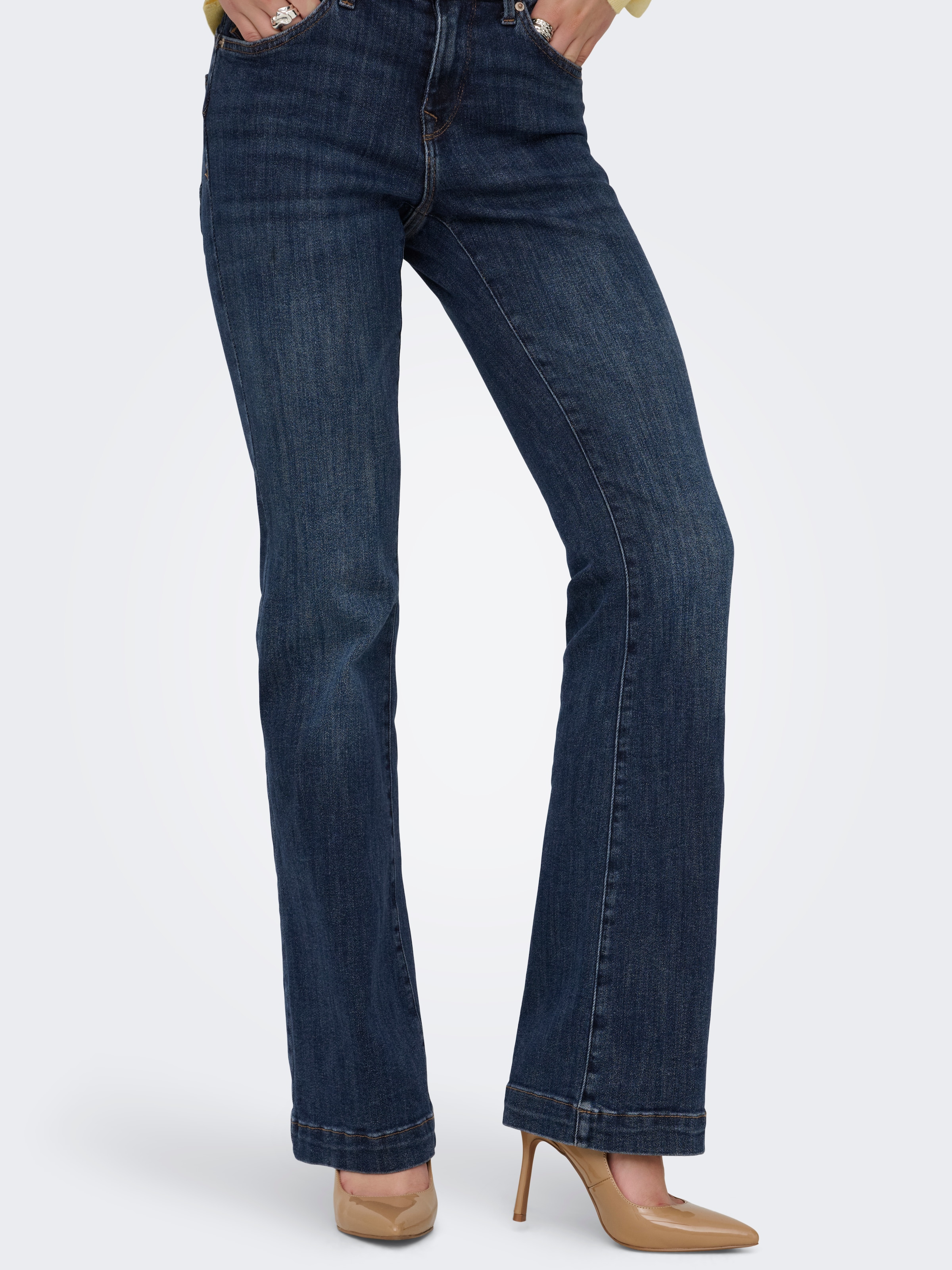 ONLY Bootcut-Jeans "ONLPOWER MID FLARED PUSHUP DNM GEN332" Baumwollmischung, flared fit, regular waist