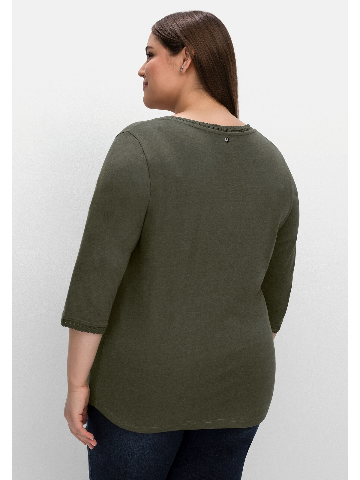 Sheego 3/4-Arm-Shirt »Große Größen«, mit Bogenkante, in leichter A-Linie