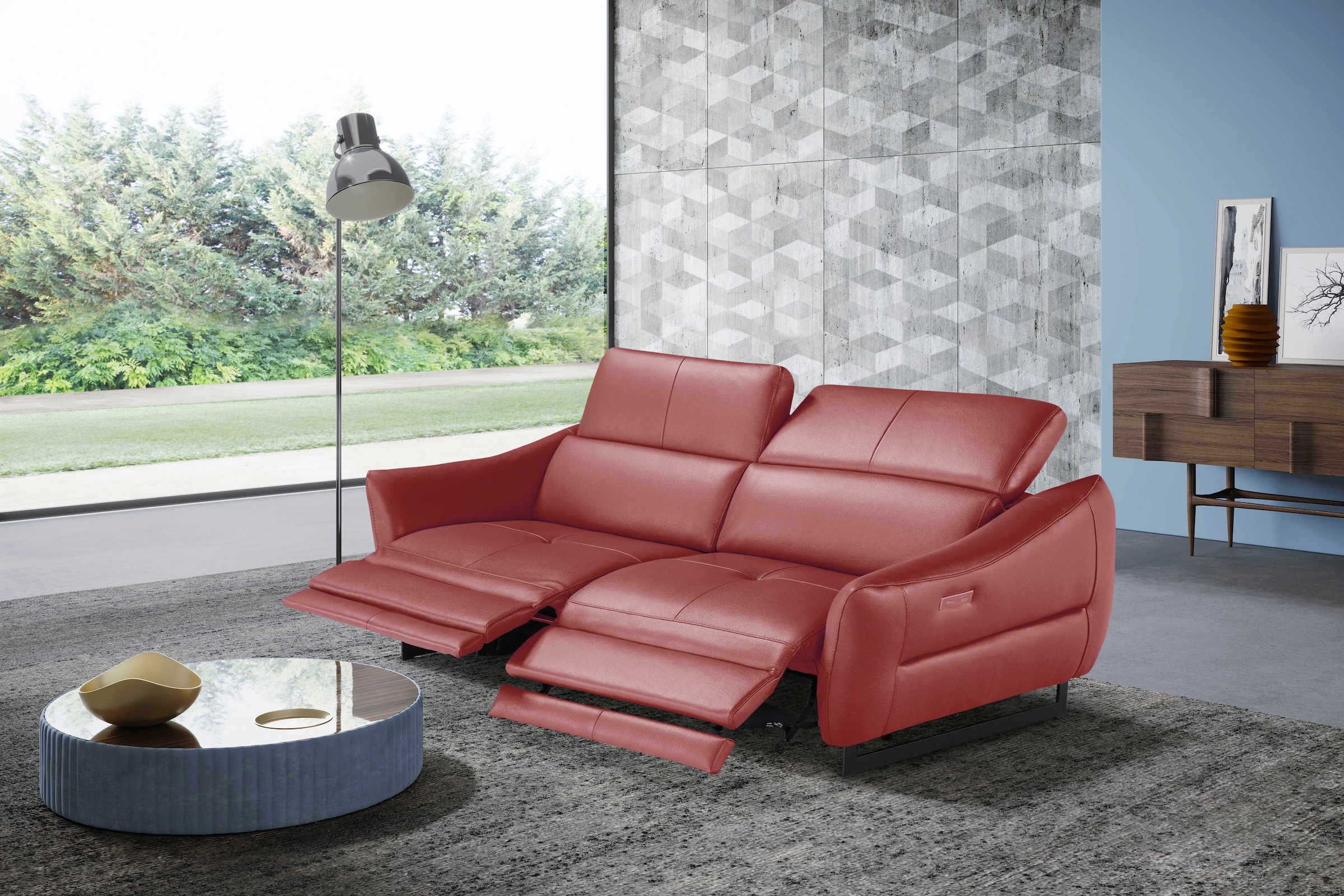Egoitaliano 2,5-Sitzer »Dafne, elegantes Designsofa mit hohem Sitzkomfort«, mit und ohne elektrischer Relaxfunktion, Kopfteile manuell verstellbar