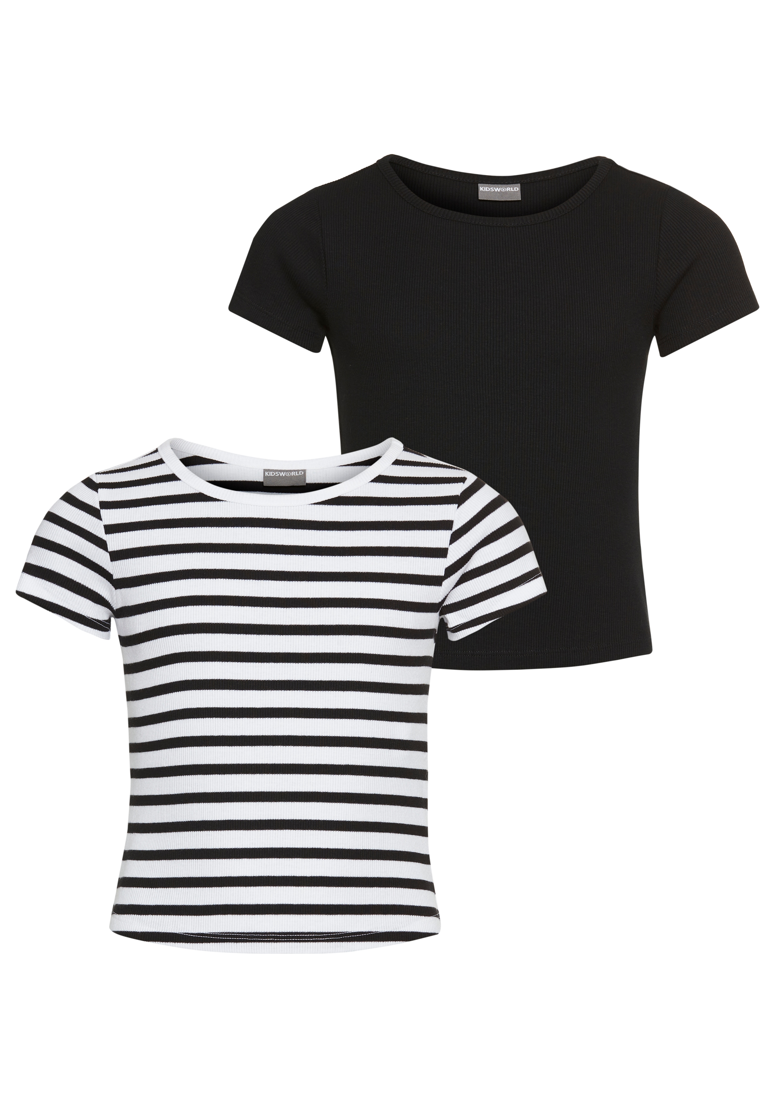 KIDSWORLD T-Shirt "2er Pack T-Shirts in elastischer Rippqualität" Packung, 2, 2 Stk. 2er Packung T-Shirts