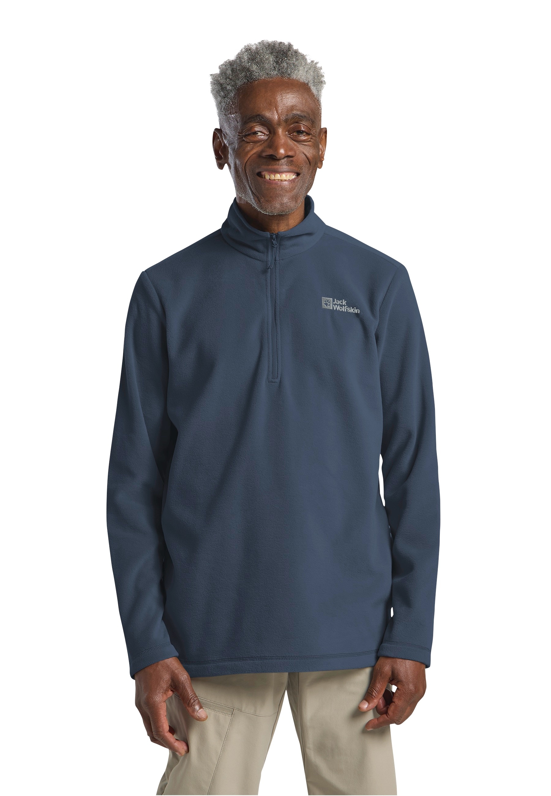 Jack Wolfskin Fleecepullover "TAUNUS HZ M", hoher Stehkragen, mit halbem Reißverschluss, hüftbedeckende Länge