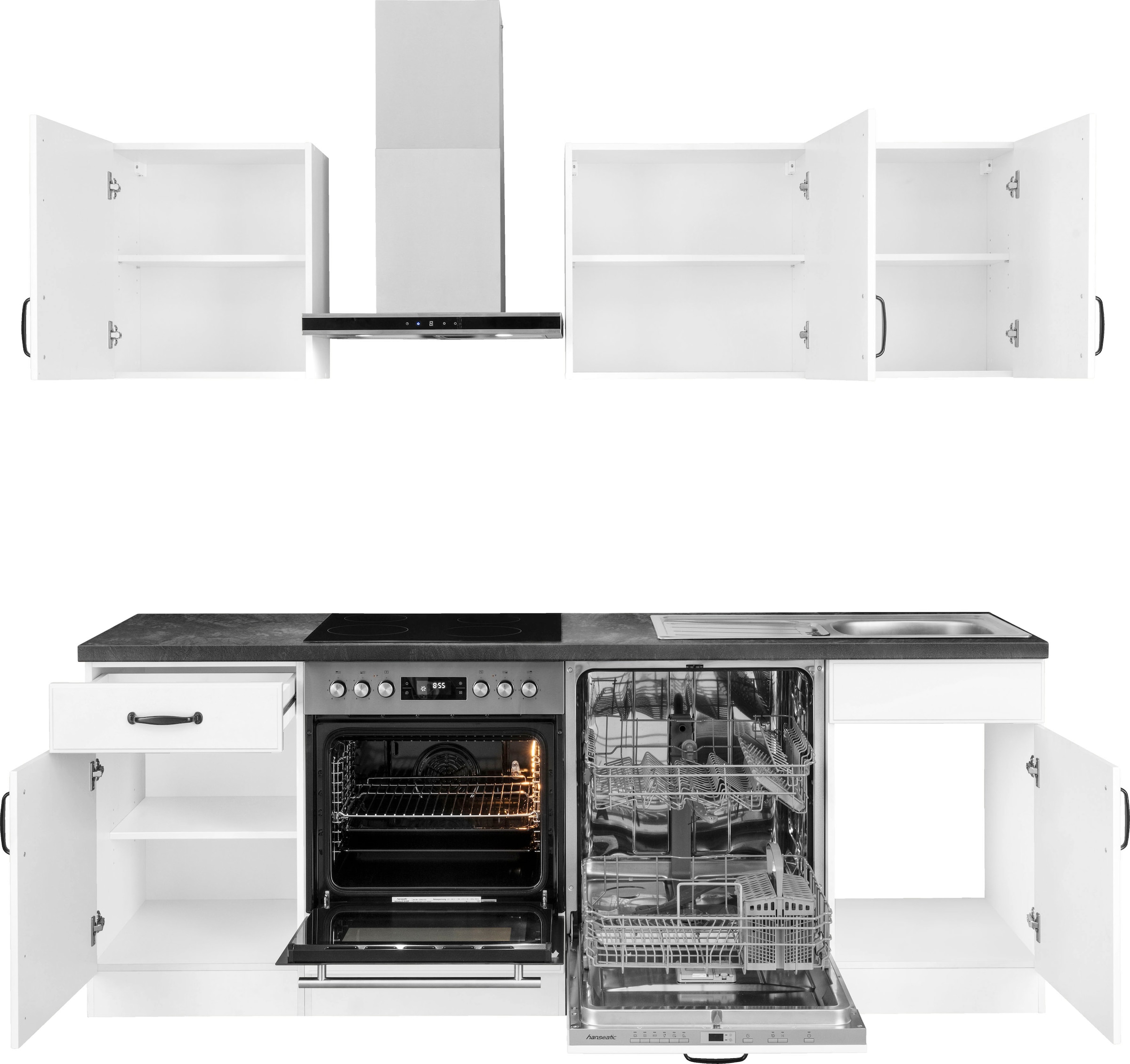 wiho Küchen Küchenzeile »Erla«, mit BAUR Breite kaufen Hanseatic-E-Geräten, 220 | cm