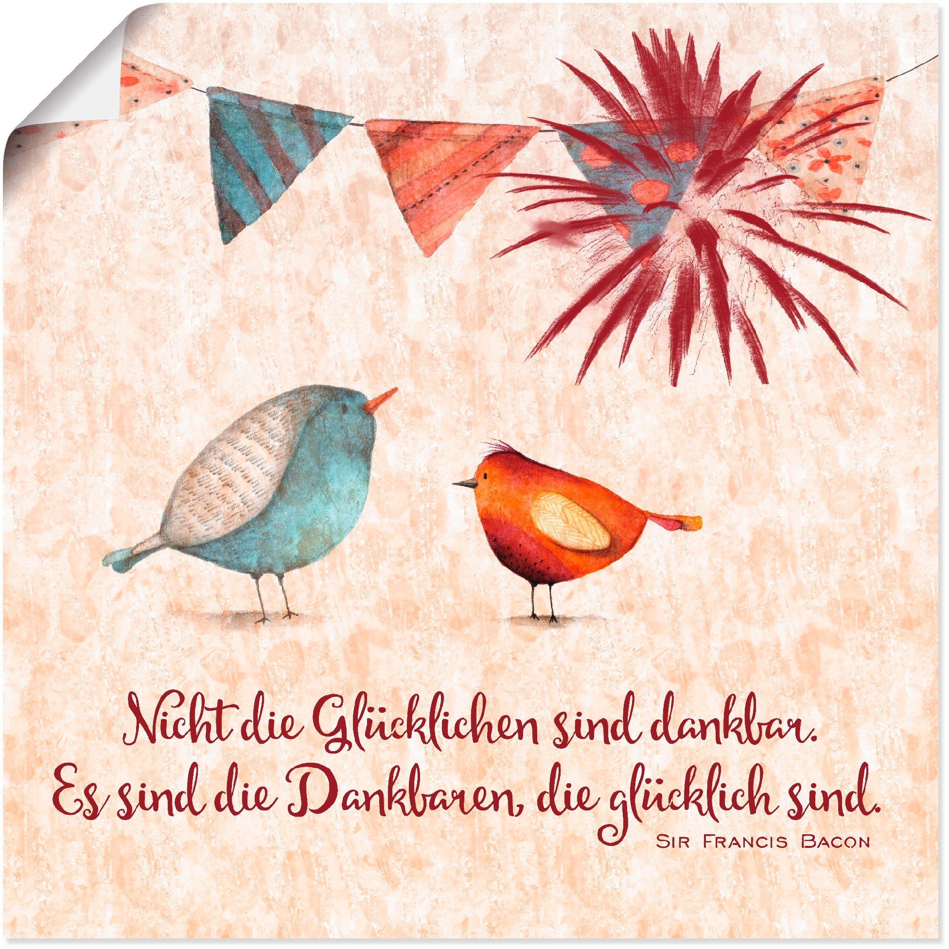 Artland Wandbild "Lebensweisheit Glücklich", Tiere, (1 St.), als Alubild, Outdoorbild, Leinwandbild, Poster, Wandaufkleb