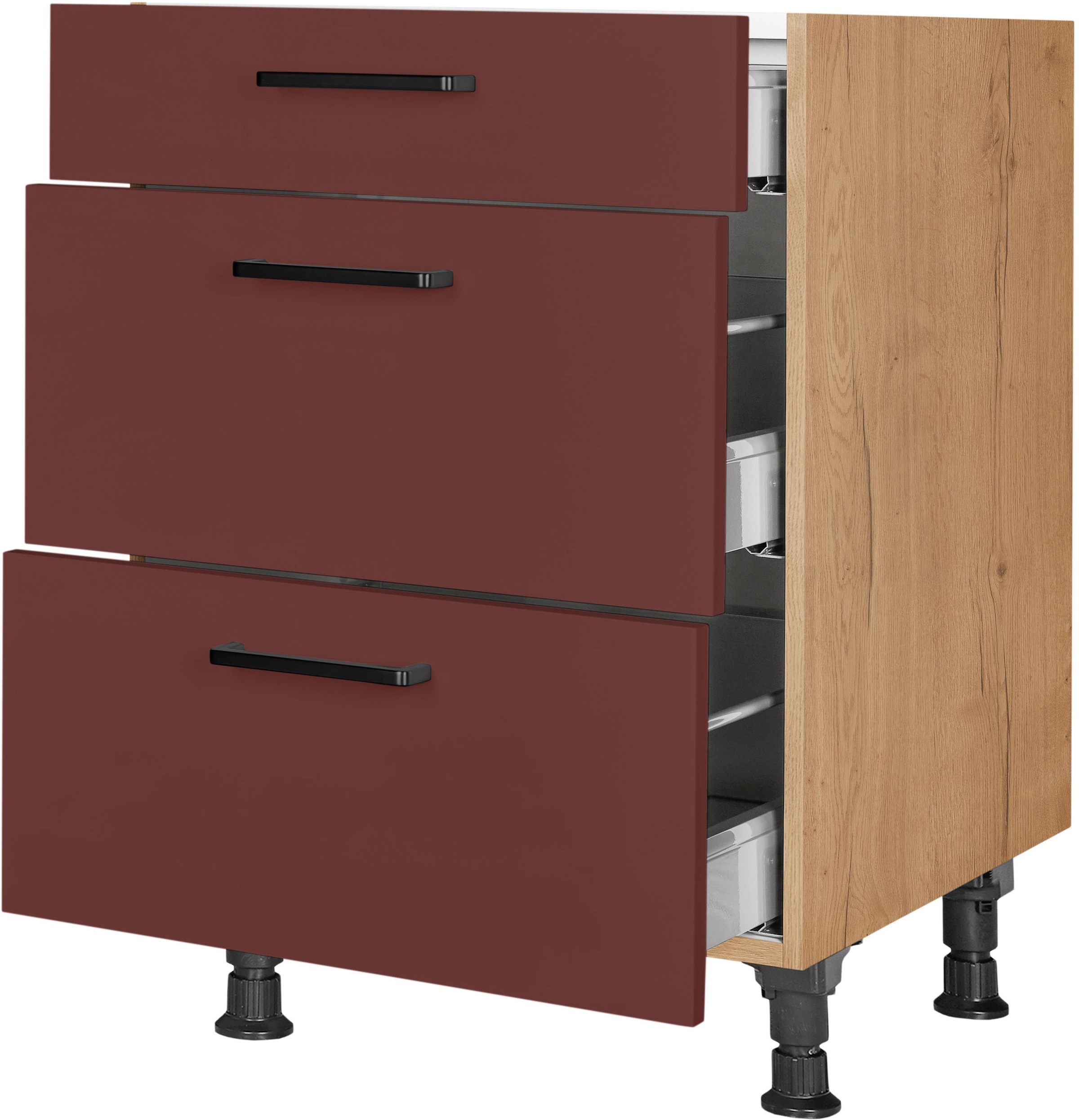 nobilia® Unterschrank »"Easytouch", vormontiert, mit höhenverstellbaren Sockelfüßen, in den«, Breiten 30, 45, 60 und 90 cm, mit Schubkasten und Auszügen