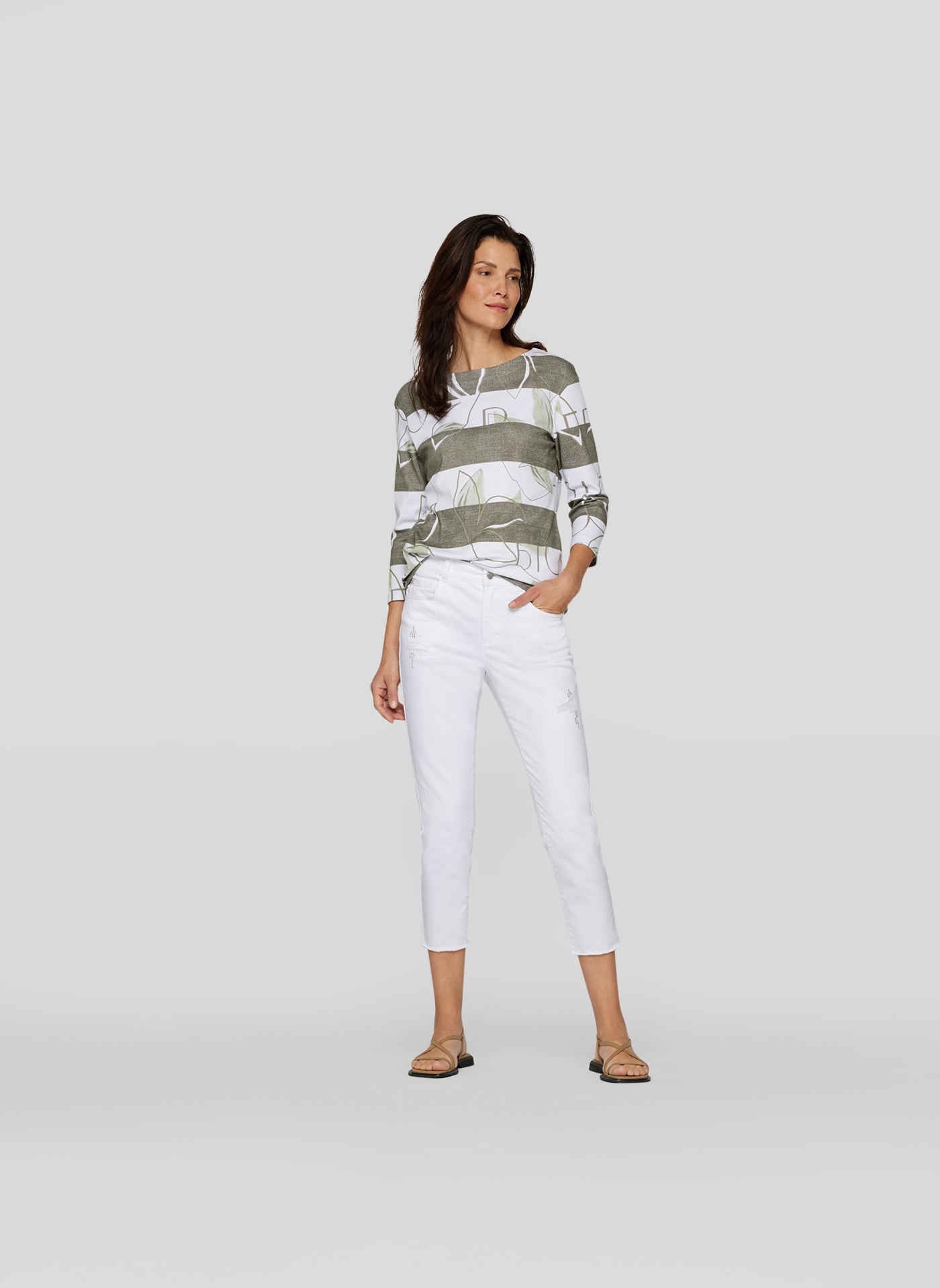 Rabe Print-Shirt »Rabe Stylisches Shirt mit Blockstreifen und Blatt-Print«