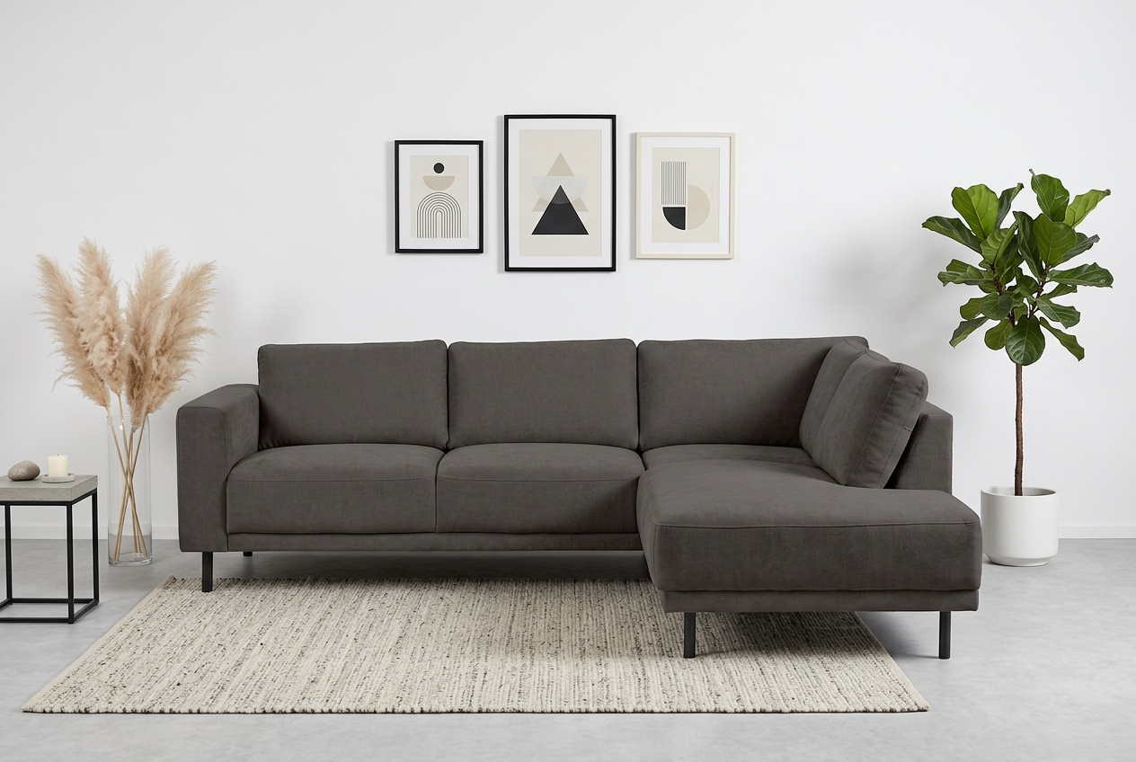 OTTO home Ecksofa »Sveeva, L-Form, B.240 cm, schwarze Metallfüße« langlebiger Strukturstoff, mit Wellenunterfederung, viele Farben