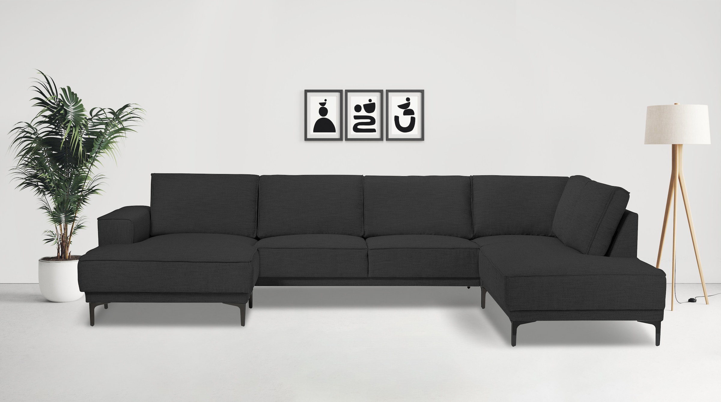 Places of Style Wohnlandschaft "XXL Sofa Oland, Struktur, Flachgewebe, Luxu günstig online kaufen