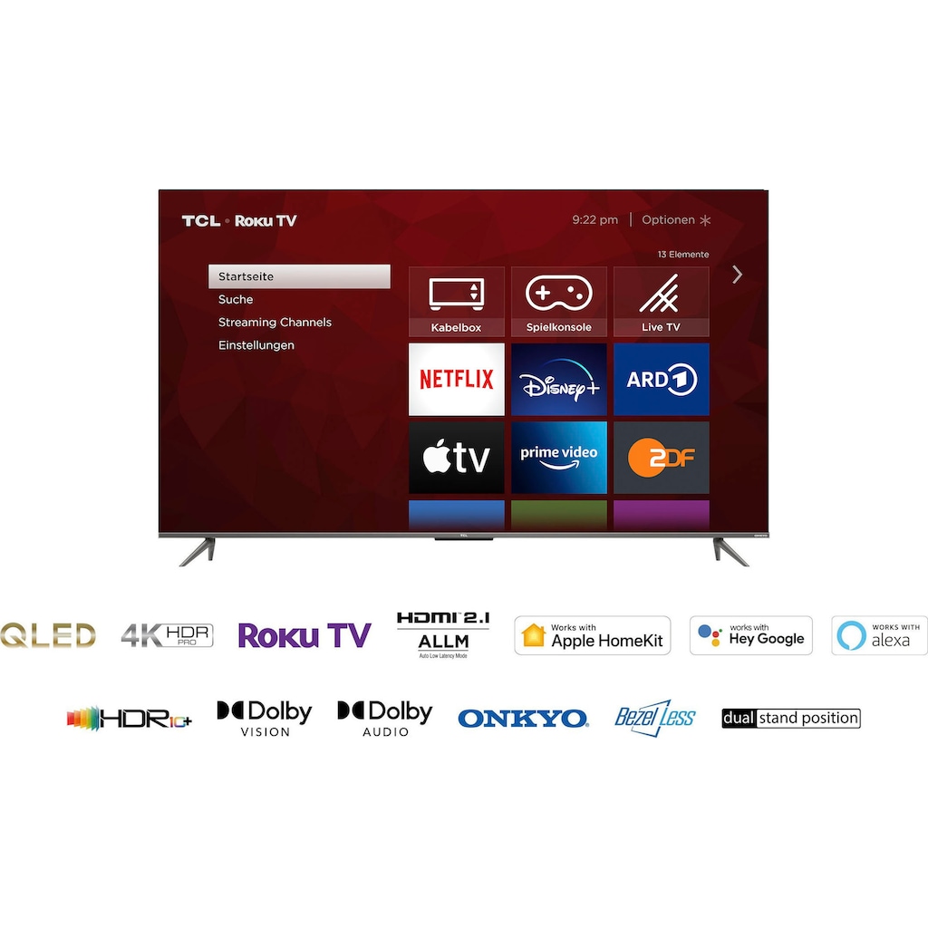 TCL QLED-Fernseher »50RC630X1«, 127 cm/50 Zoll, 4K Ultra HD, Smart-TV, HDR Pro, HDR10+, Dolby Vision, Game Master, HDMI 2.1, ONKYO Sound