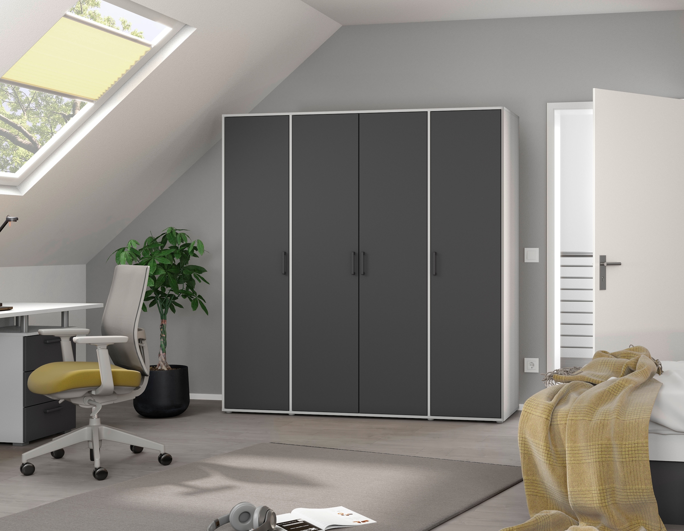 rauch Kleiderschrank »VOYAGER Garderobe Wäscheschrank TOPSELLER Schlafzimmer«, (in 3 verschiedenen Ausstattungen BASIC/CLASSIC/PREMIUM), Schrank mit modernen Griffen in viel Stauraum MADE IN GERMANY