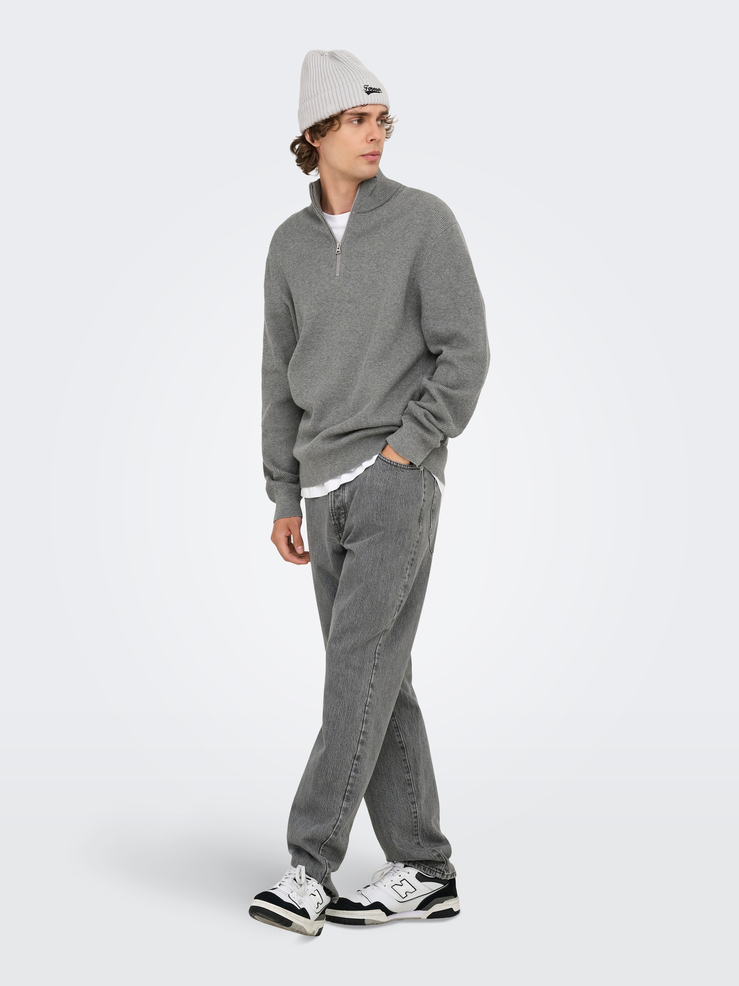 ONLY & SONS Strickpullover »ONSPHIL REG 12 STRUC HALF ZIP KNIT NOOS«