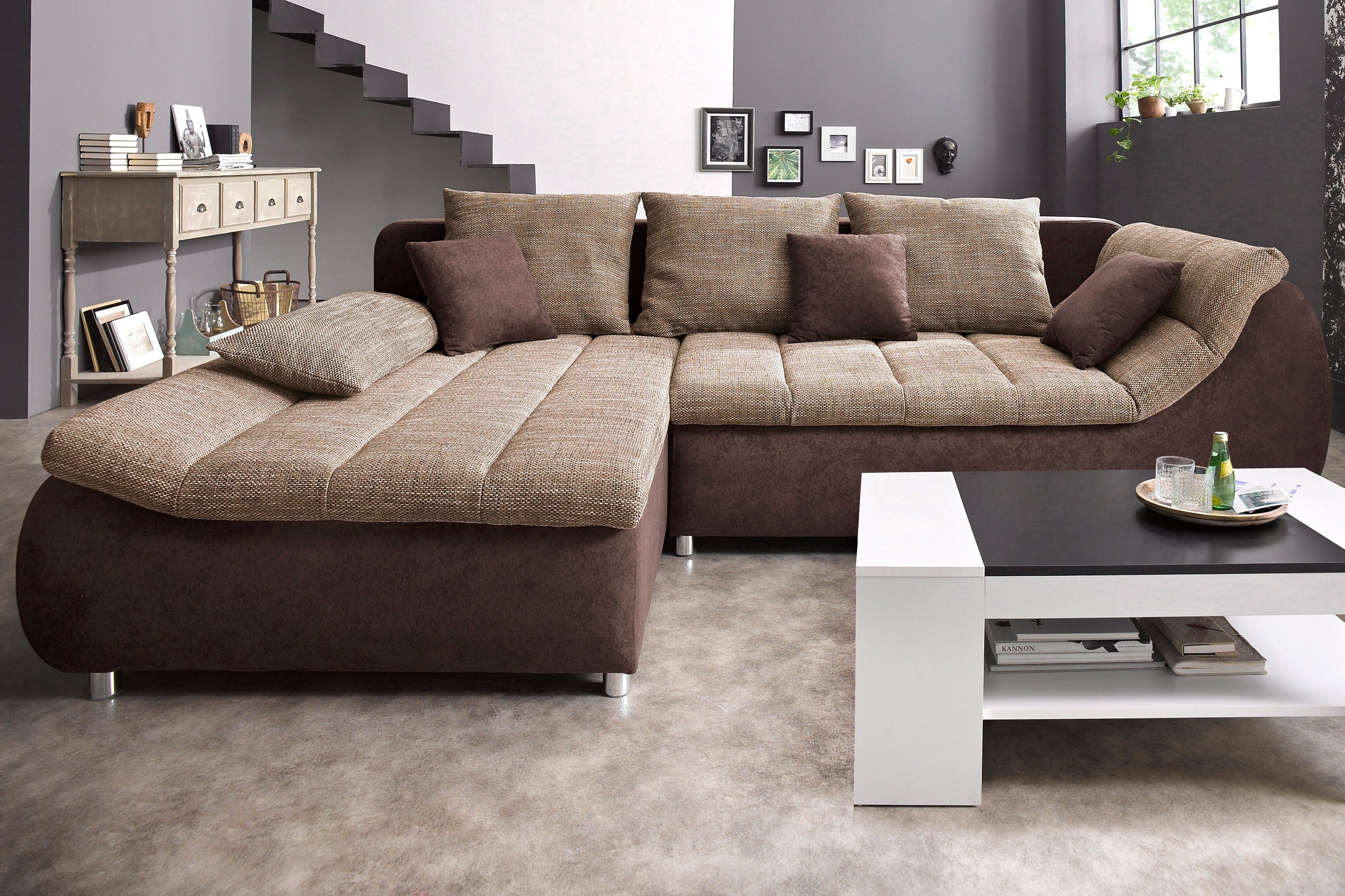 Home affaire Ecksofa "Imola, bequem, aktuelle Steppung im Sitz, L-Form, Breite 270cm" wahlweise mit Bettfunktion