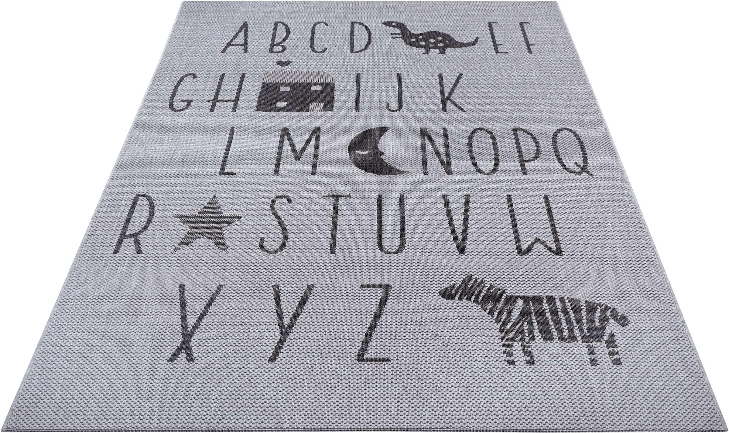 Lüttenhütt Kinderteppich »Alphabet«, rechteckig, 3 mm Höhe, ABC Lernunterlage, Flachgewebe, Pflegeleichter Teppich