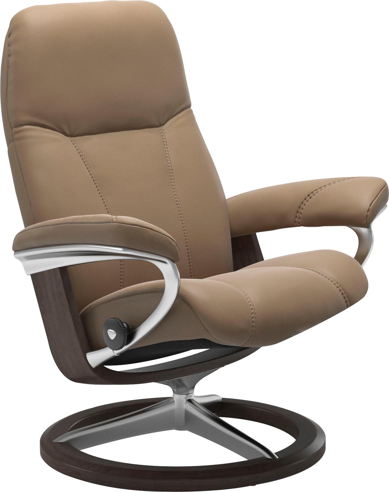 Relaxsessel STRESSLESS "Consul", braun (almond paloma), B:91cm H:102cm T:79cm, Leder BATICK: BATICK ist ein leicht korrigiertes, durchgefärbtes und genarbtes Möbelleder, bei dem die meisten Unebenheiten und Spuren in der Regel entfernt wurden.;Leder PALOM 5