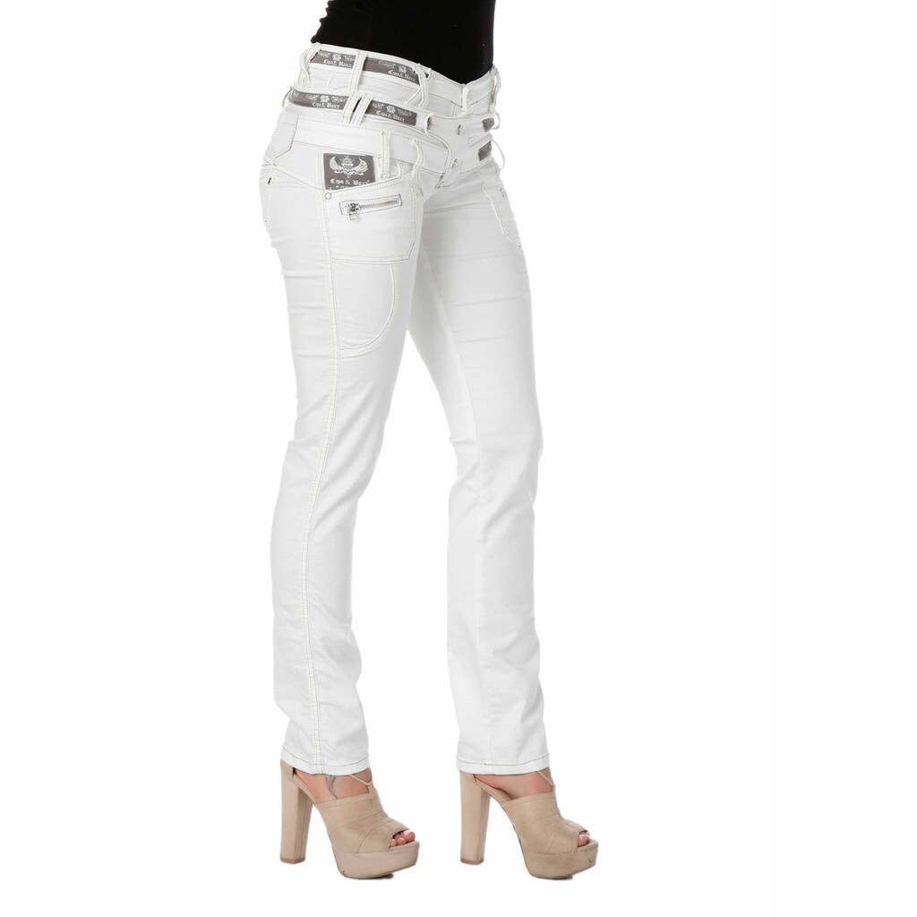 Cipo & Baxx Slim-fit-Jeans, mit modischem Dreifach-Bund in Straight Fit