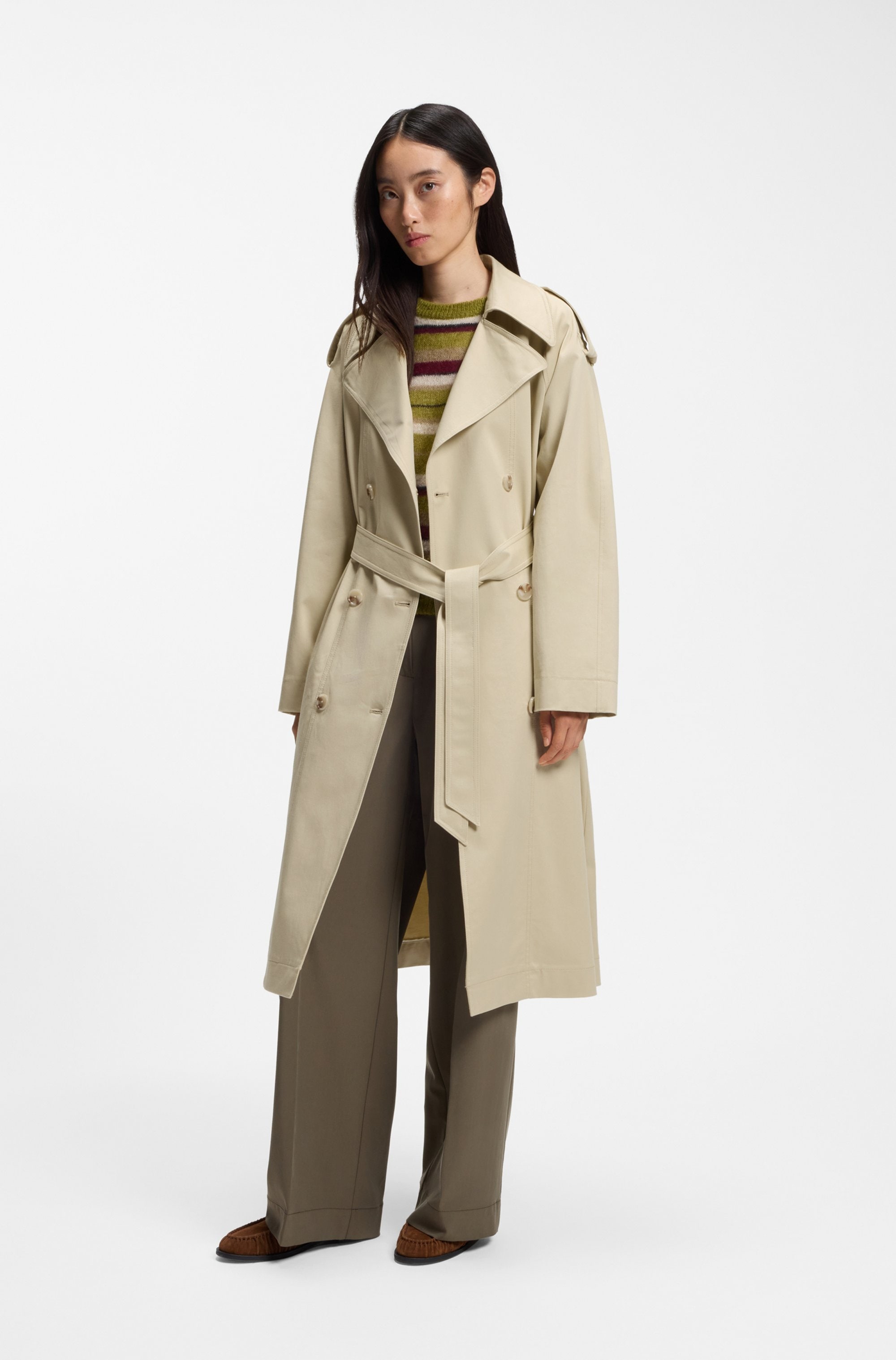 BOSS ORANGE Trenchcoat »Carelli Premium Damenmode« mit wasserabweisendem Finish, Relaxed Fit