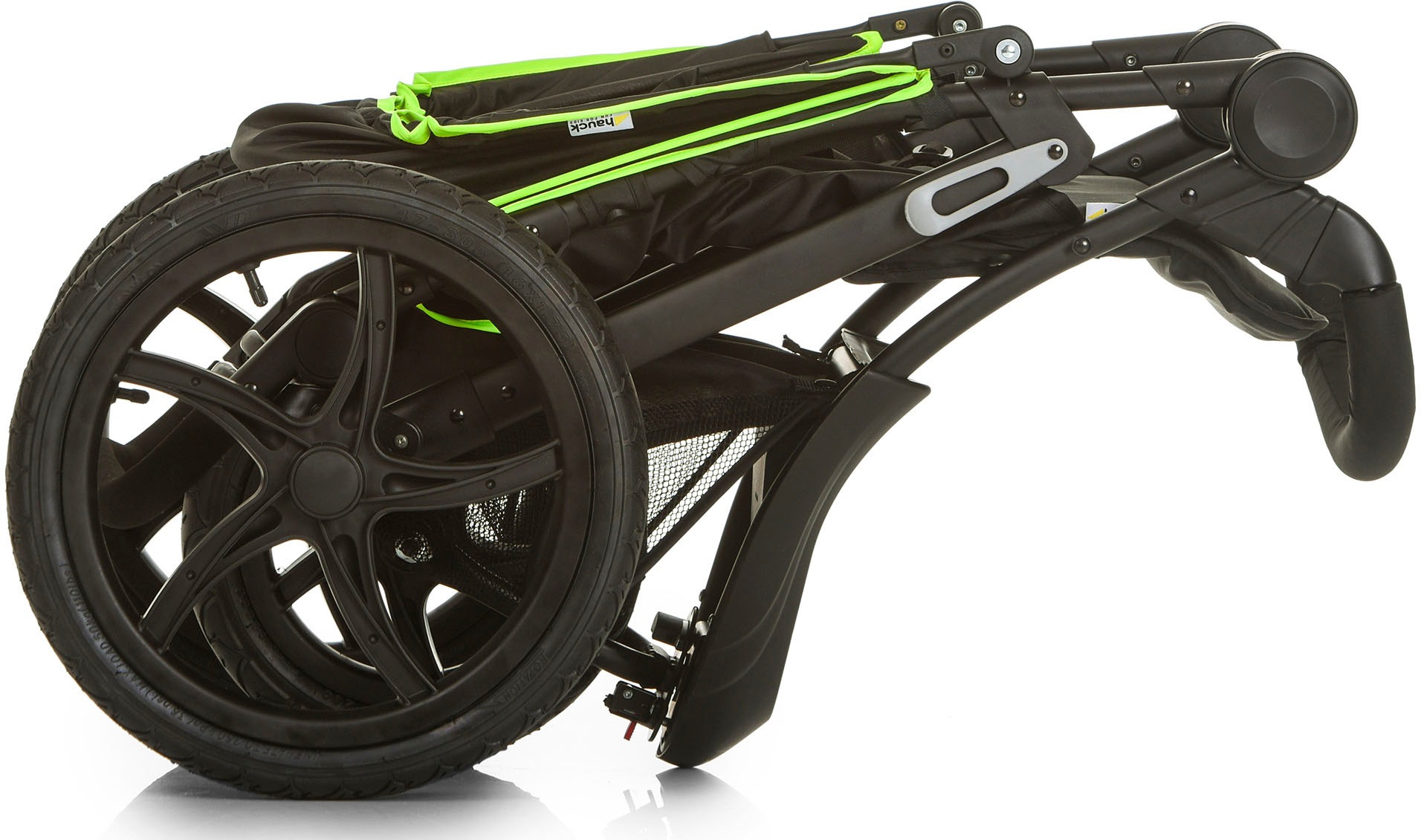 Hauck Dreirad-Kinderwagen "Runner black/neon yellow" mit schwenk- und feststellbarem Vorderrad