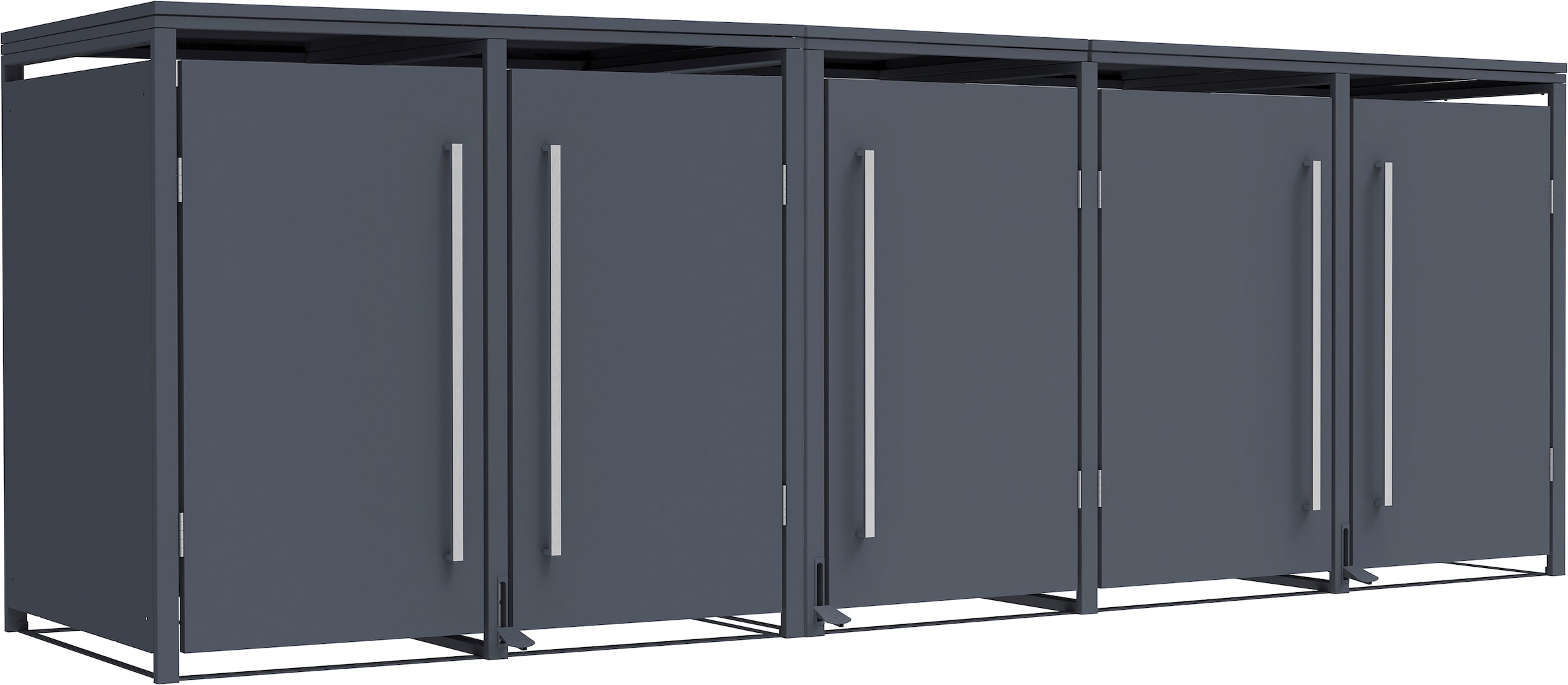 Westmann Dunkelgrau Mülltonnenbox "Pedura 5, 5X 240L, Anthrazit", Grau (Anthrazit), B:331cm H:116cm T:80cm, Metall, Stahl, Aufbewahrungsboxen, Mit Fußpedal Zu... - Image 3