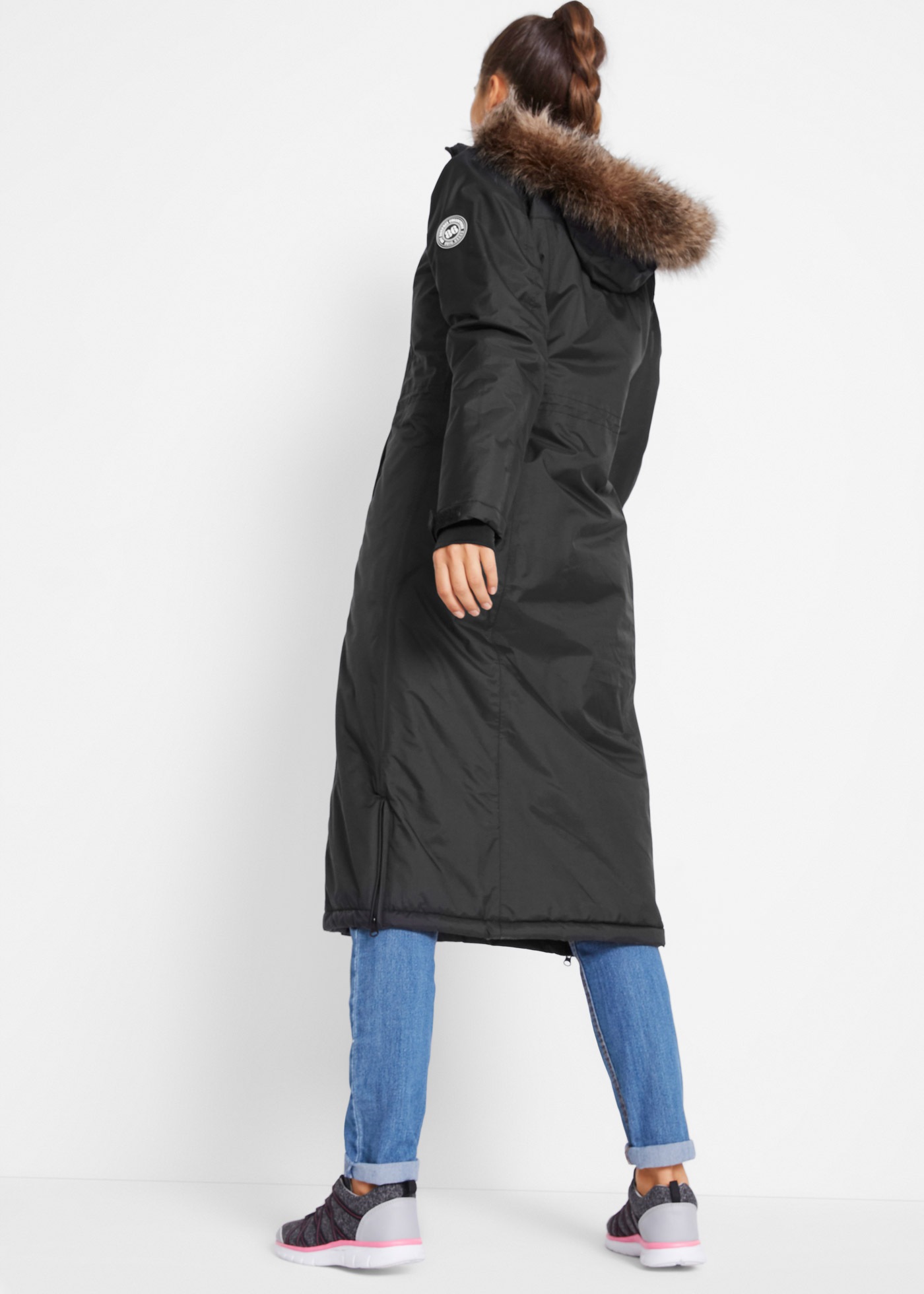 bonprix Wintermantel mit abnehmbarer Kapuze und Fell, A-Linie, mit Daumenlö günstig online kaufen