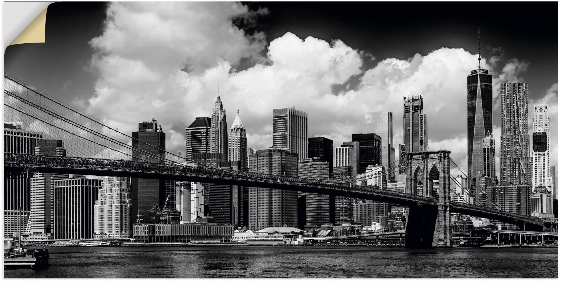 Artland Wandbild "Manhattan Skyline, Brooklyn Bridge", New York, (1 St.), als Alubild, Outdoorbild, Leinwandbild, Wandau