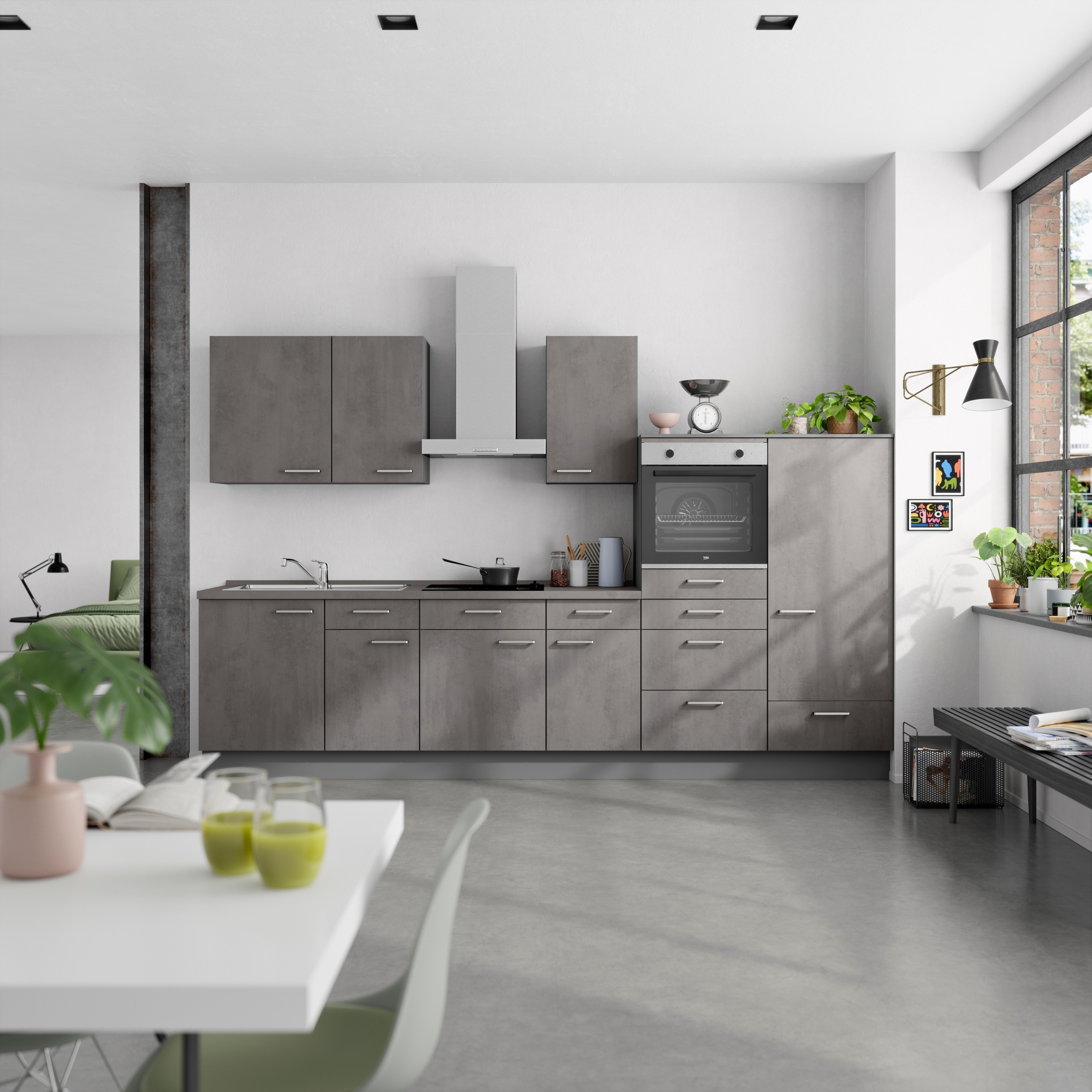 nobilia® Küchenzeile »"Riva I"«, vormontiert, Ausrichtung wählbar, Breite 330 cm, wahlw. mit E-Geräten