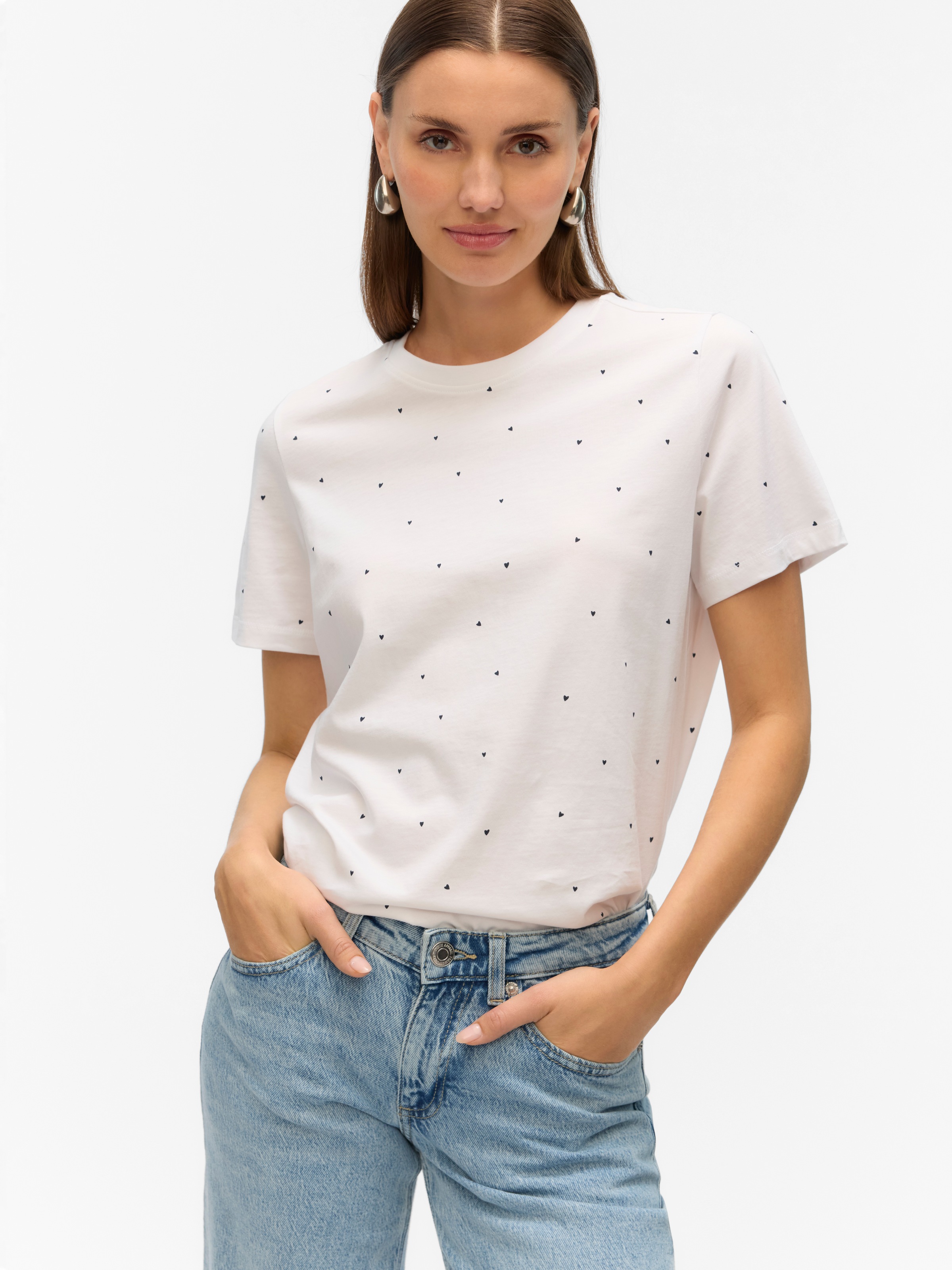Vero Moda Kurzarmshirt "VMPAULINA AOP SS T-SHIRT GA JRS NOOS" Baumwolle, re günstig online kaufen