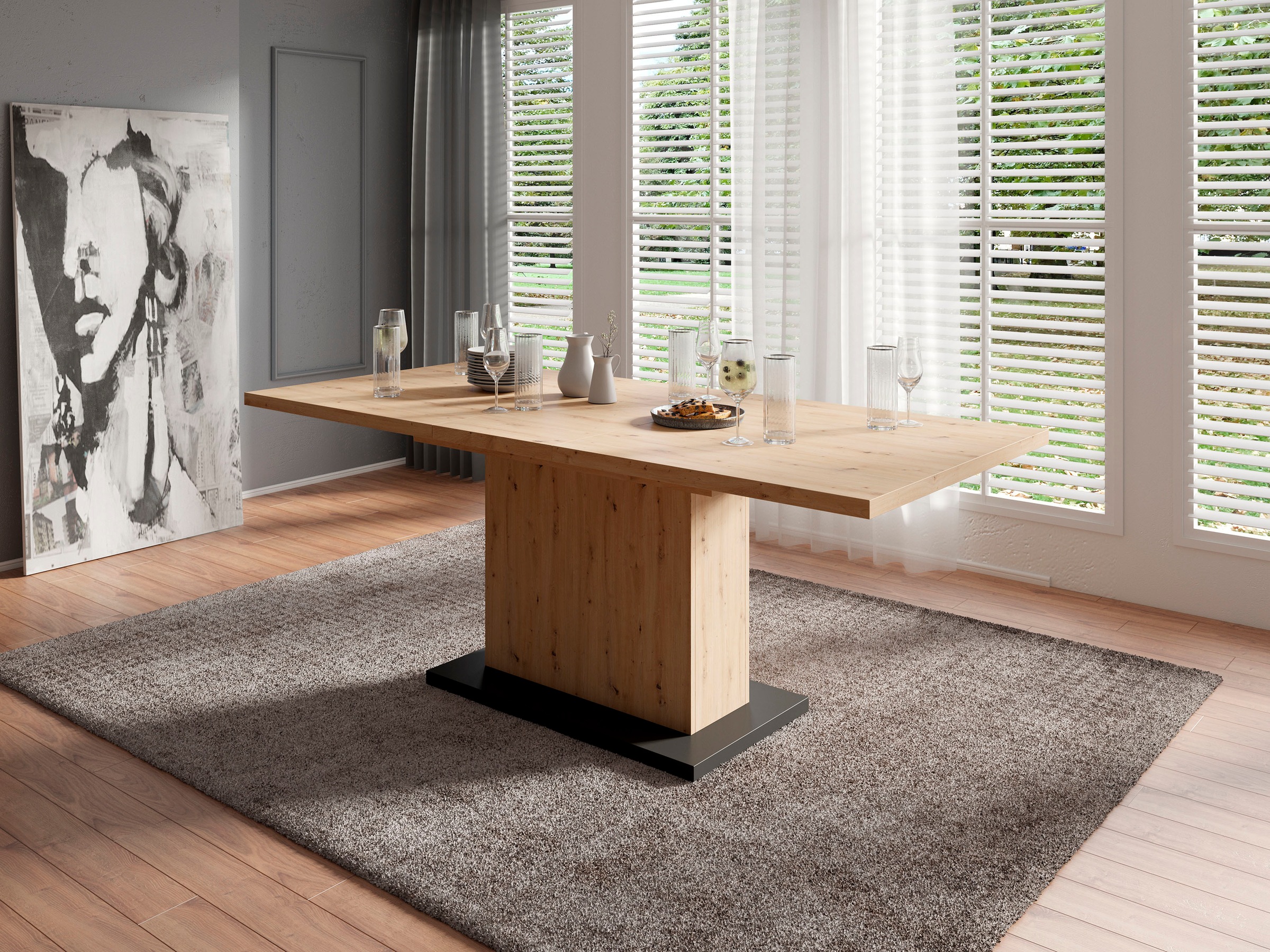 Homexperts Esstisch Aiko, mit Auszugsfunktion, Breite 160-200 cm