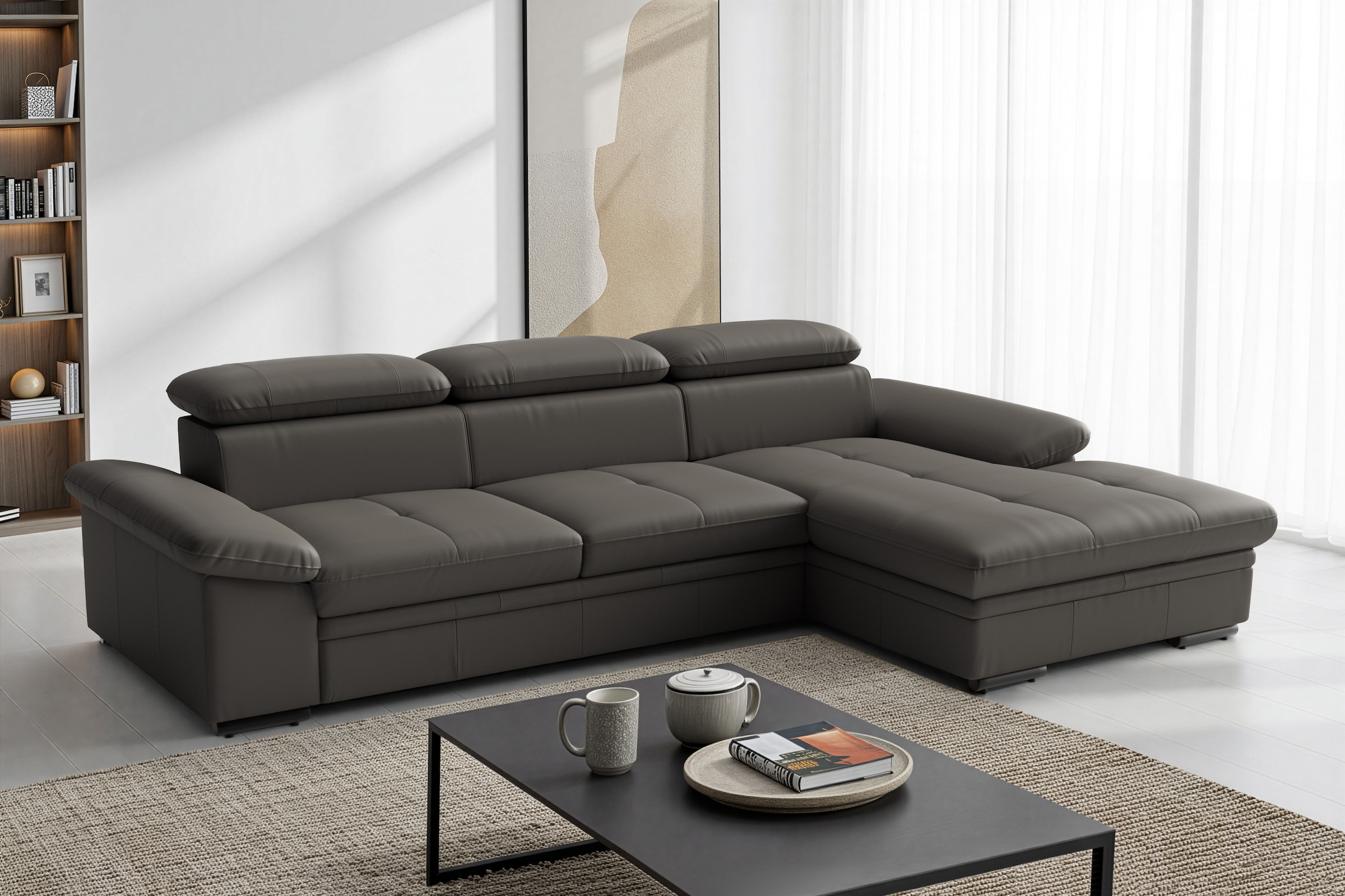 sit&more Ecksofa "Viola, Leder, L-Form, B: 260 cm, mit Armteil- und Kopfteilvertsellung" optional mit Schlaffunktion