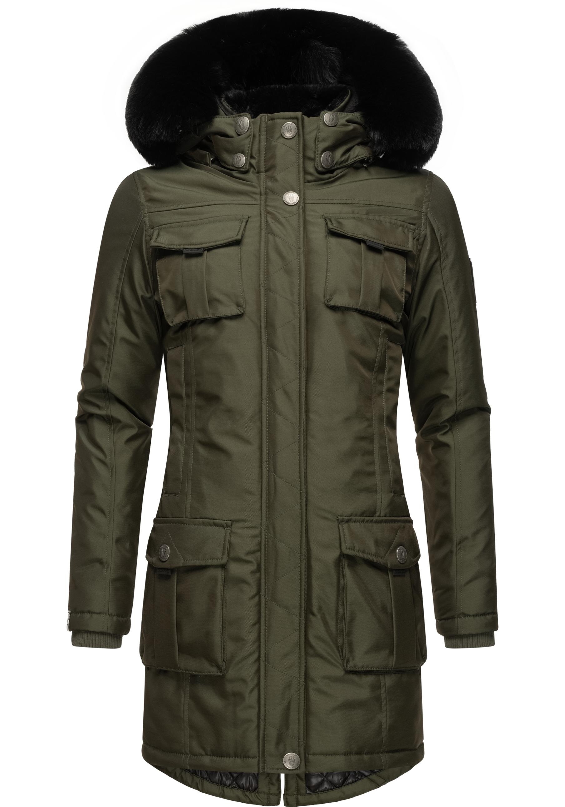 Navahoo Wintermantel »Tiniis«, Parka mit abnehmbarer Kapuze und extra Einkaufstasche