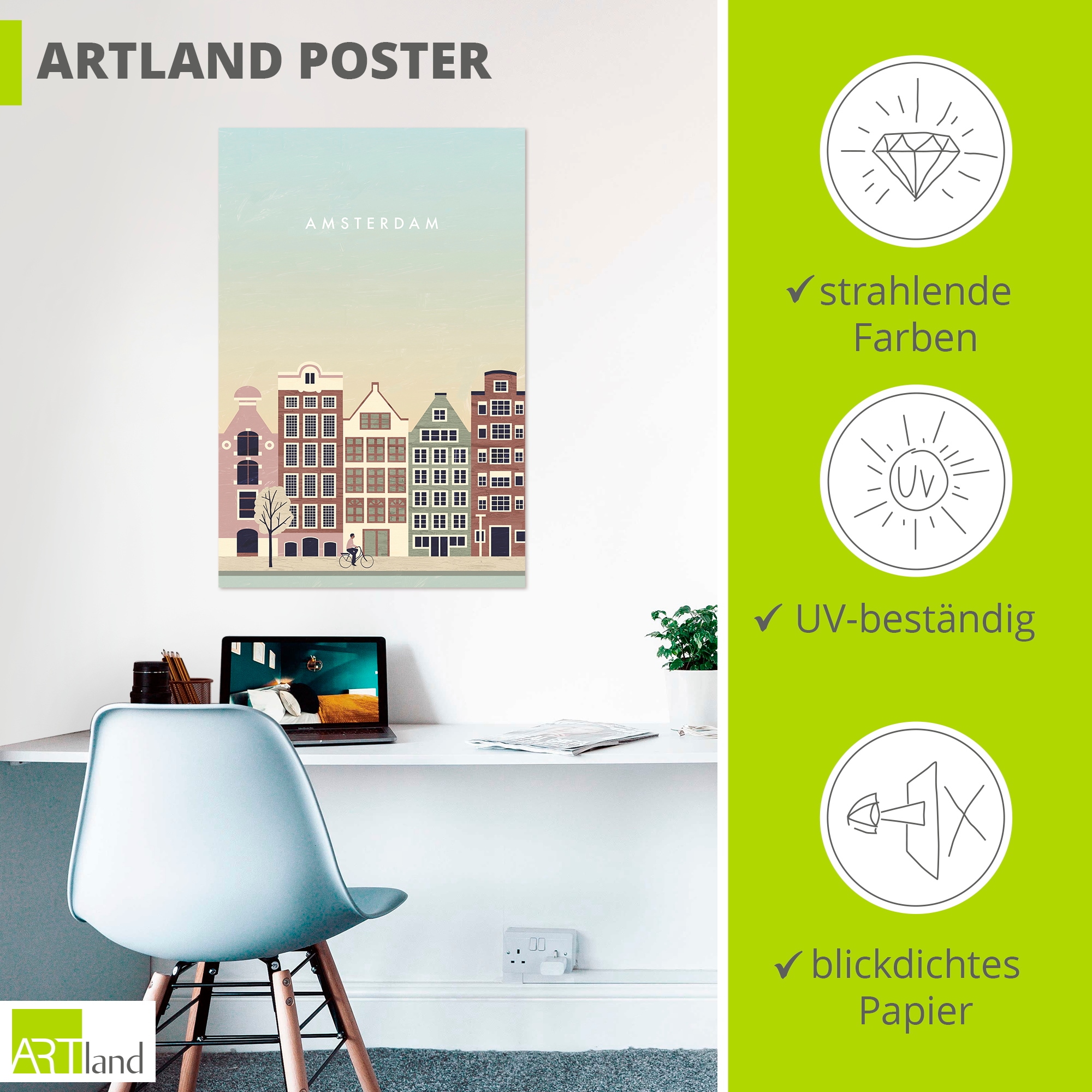 Artland Wandbild »Amsterdam« 1 Stk. tlg. als Alubild, Leinwandbild, Poster, Wandaufkleber in verschied. Größen