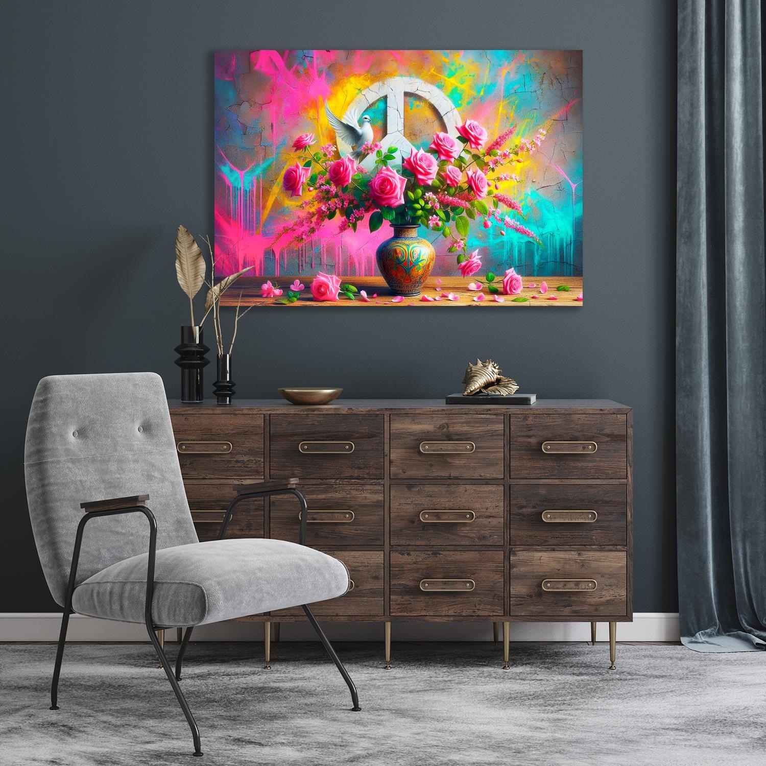 queence Acrylglasbild "Blumen, Farben und Frieden - Katharina Kolenda", Pea günstig online kaufen