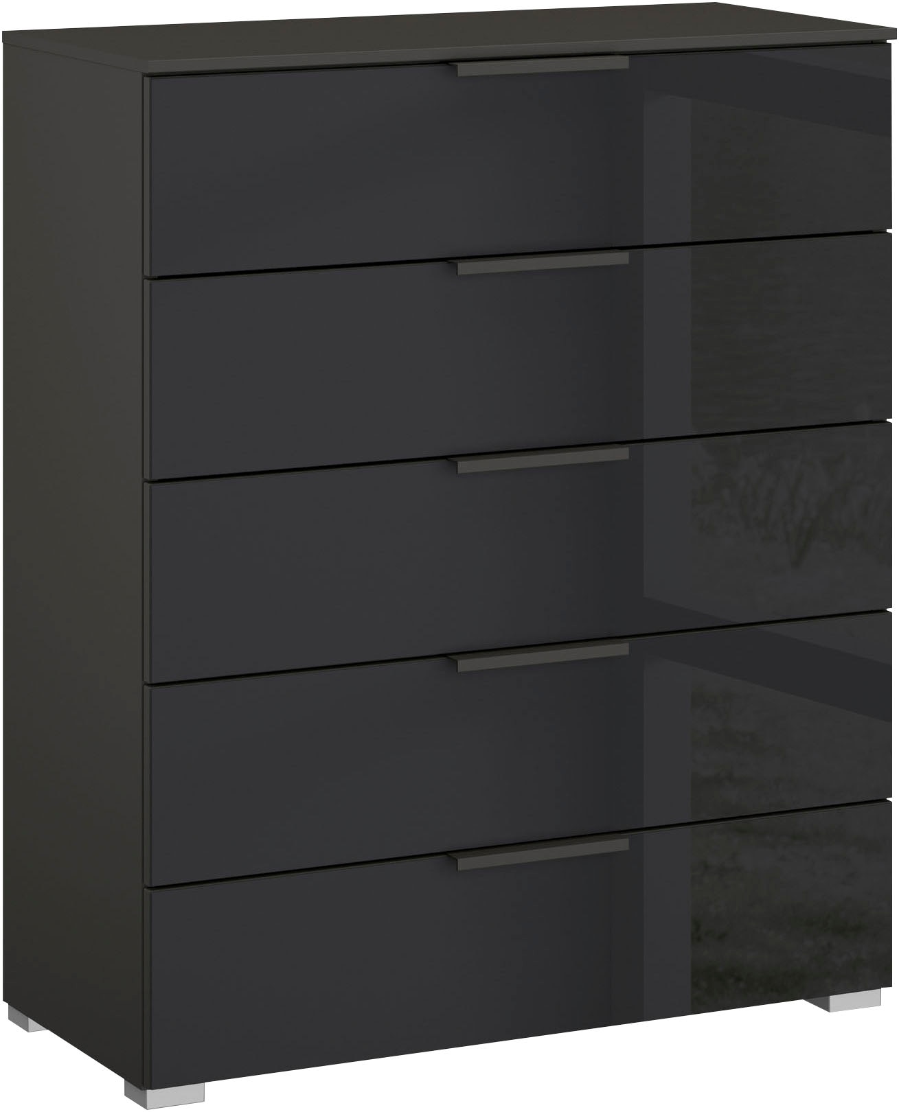 rauch Schubkastenkommode "Kommode Sideboard Wäscheschrank Schrank SKAT MERIDIAN" inkl. SOFT-CLOSE-FUNKTION, mit 5 Schubladen mit Glasfront in elegantem Design MADE IN GERMANY