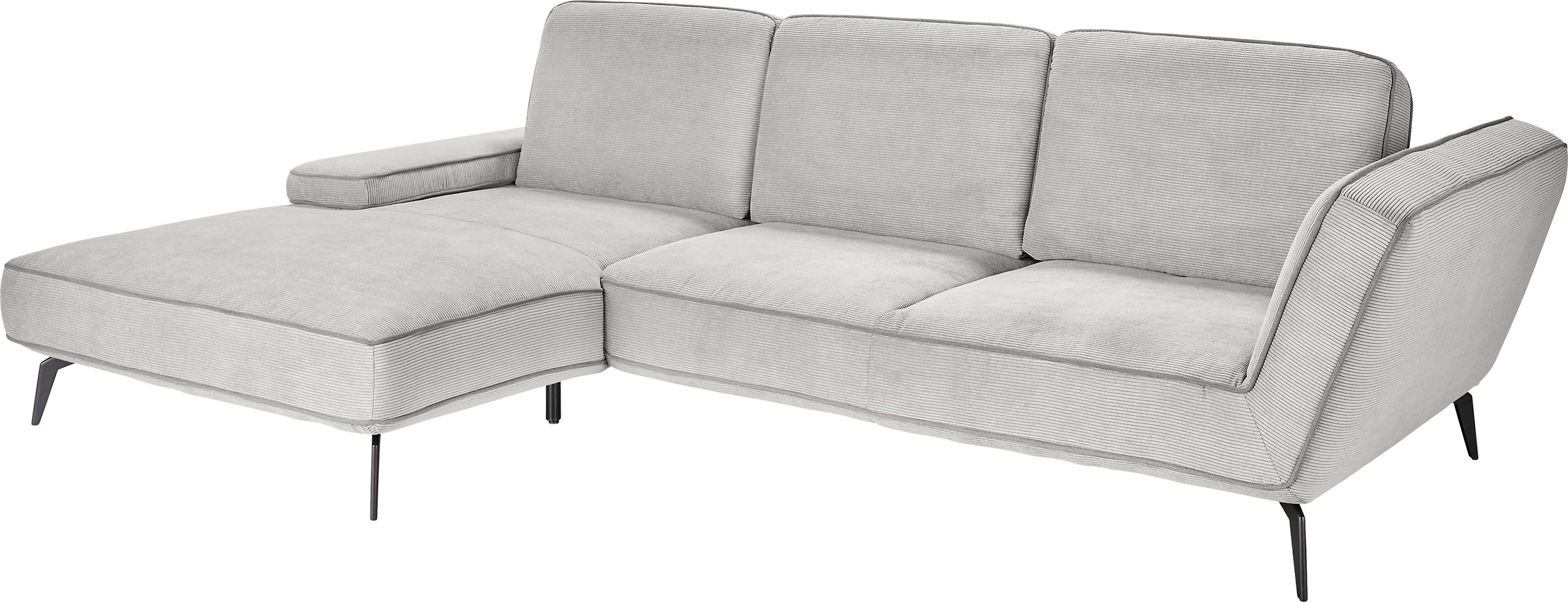 set one by Musterring Ecksofa »SO 4500, Füße schwarz matt, inkl Schwenkrückenfunktion, Cord, L-Form«, wahlweise mit Kopfstütze/Armteilverstellung/Rückenneigung