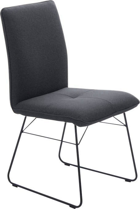 K+W Komfort & Wohnen Kufenstuhl, 1 St., Flachgewebe Q2 2250, Drahtgestell in Metall schwarz, Griff am Rücken, Steppung im Sitz