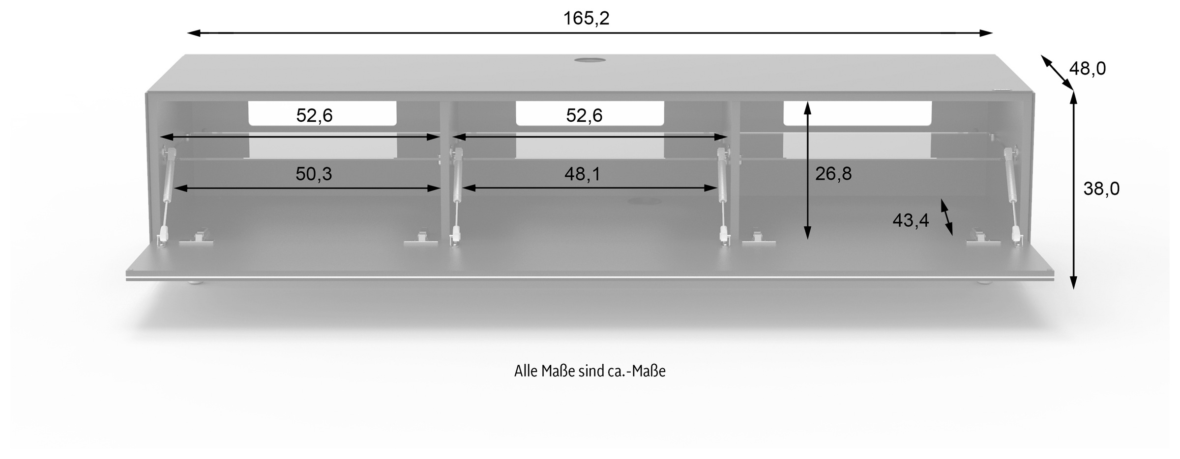 JUST by Spectral Lowboard »Just Racks«, JRL 1650T, Breite 165 cm, wahlweise mit Basis - oder TV-Paket