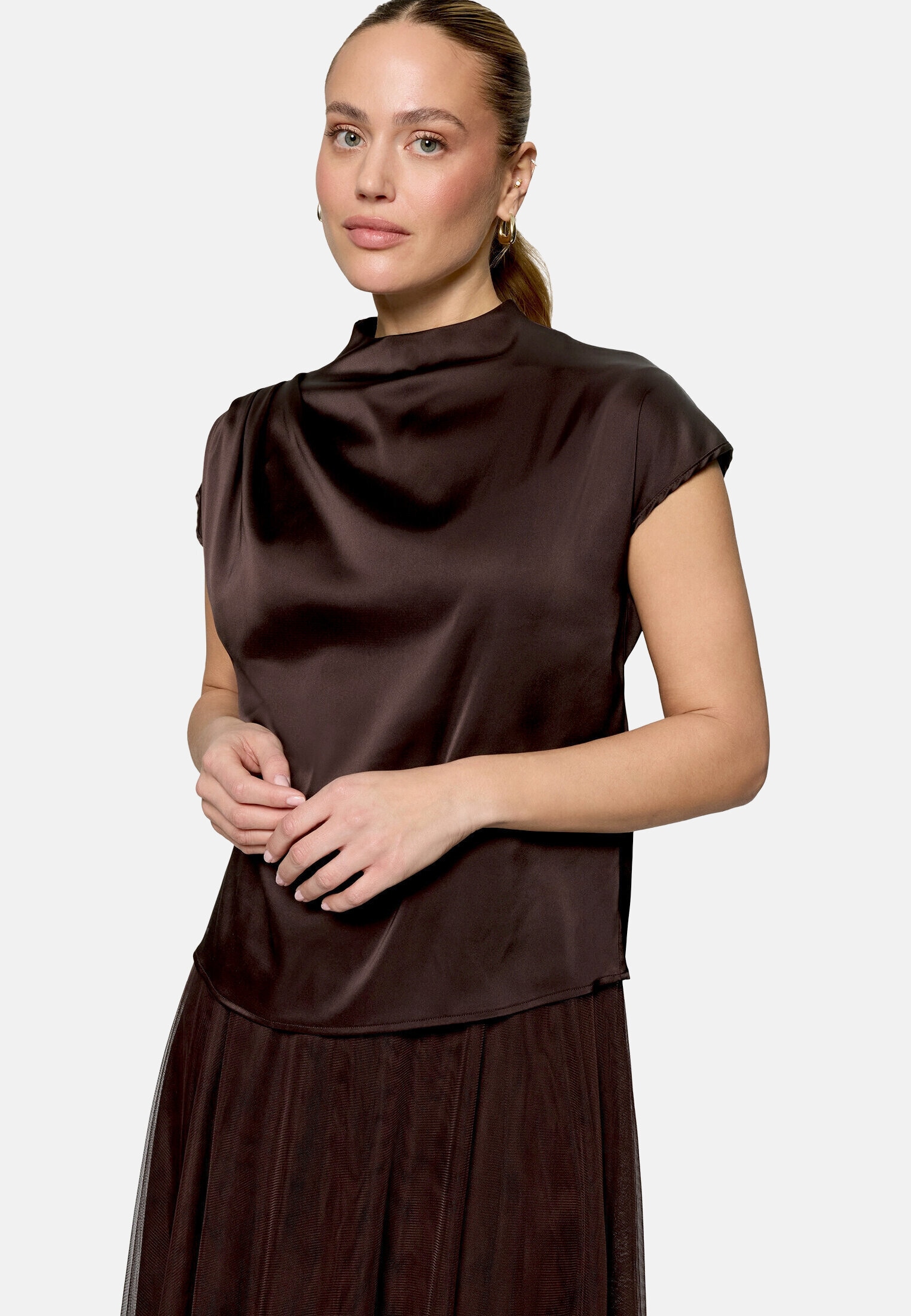 Zero Satinbluse »Damen mit Kragen«