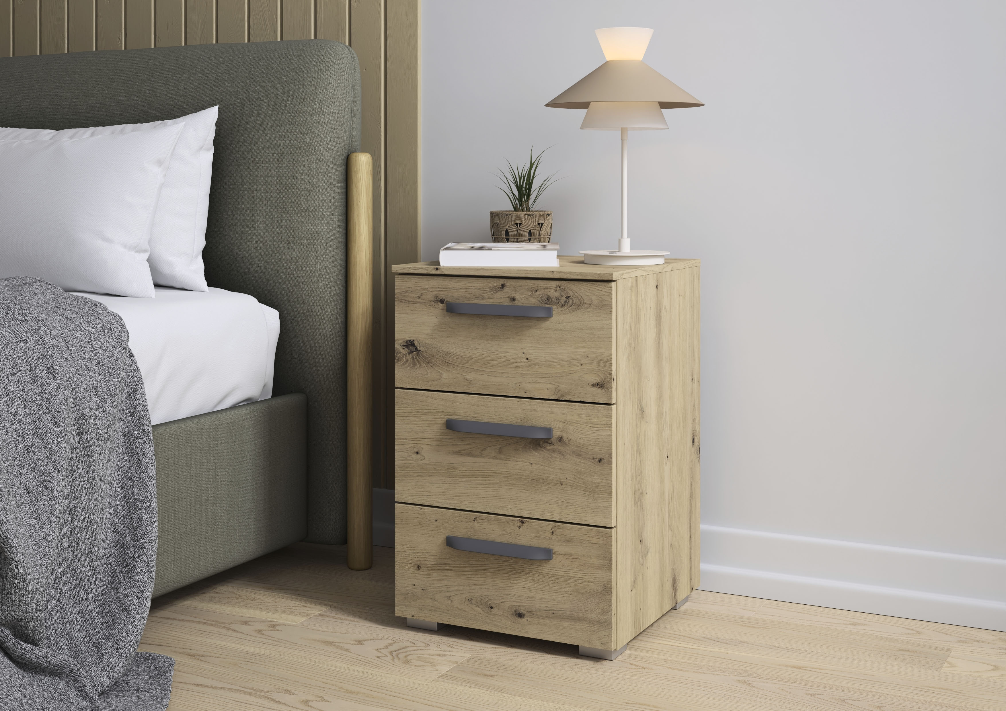 OTTO home "Nachttisch Nachtschrank Schubladen Sideboard Schubladenkommode OTELI" Breite 40 cm SOFT-CLOSE-FUNKTION, elegante Dekor- oder Hochglanzfront, mit 3 geräumigen Schubladen für viel Stauraum MADE IN GERMANY