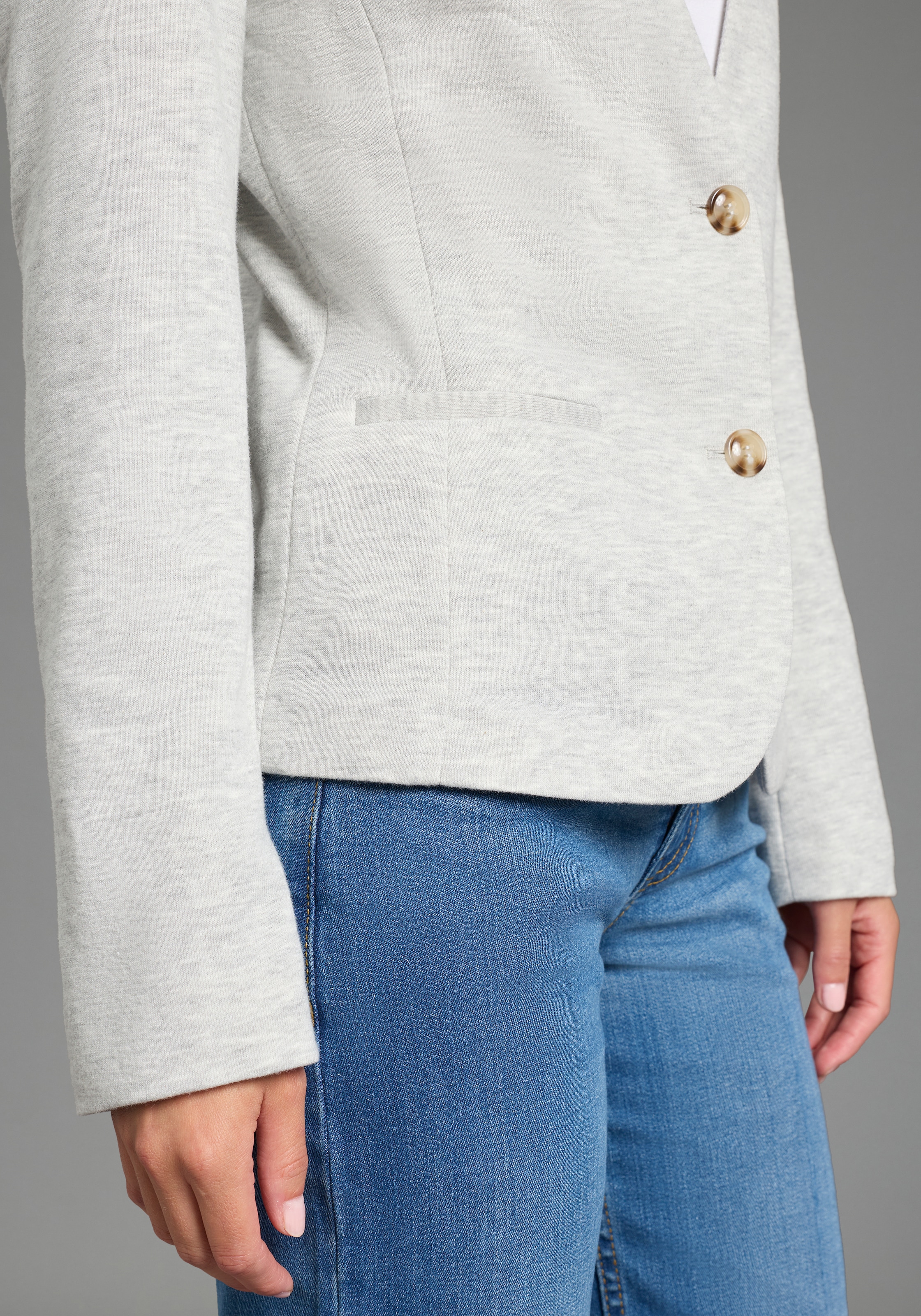 Laura Scott Kurzblazer femininer Stil, aus Polyester und Baumwolle, mit melierter Optik